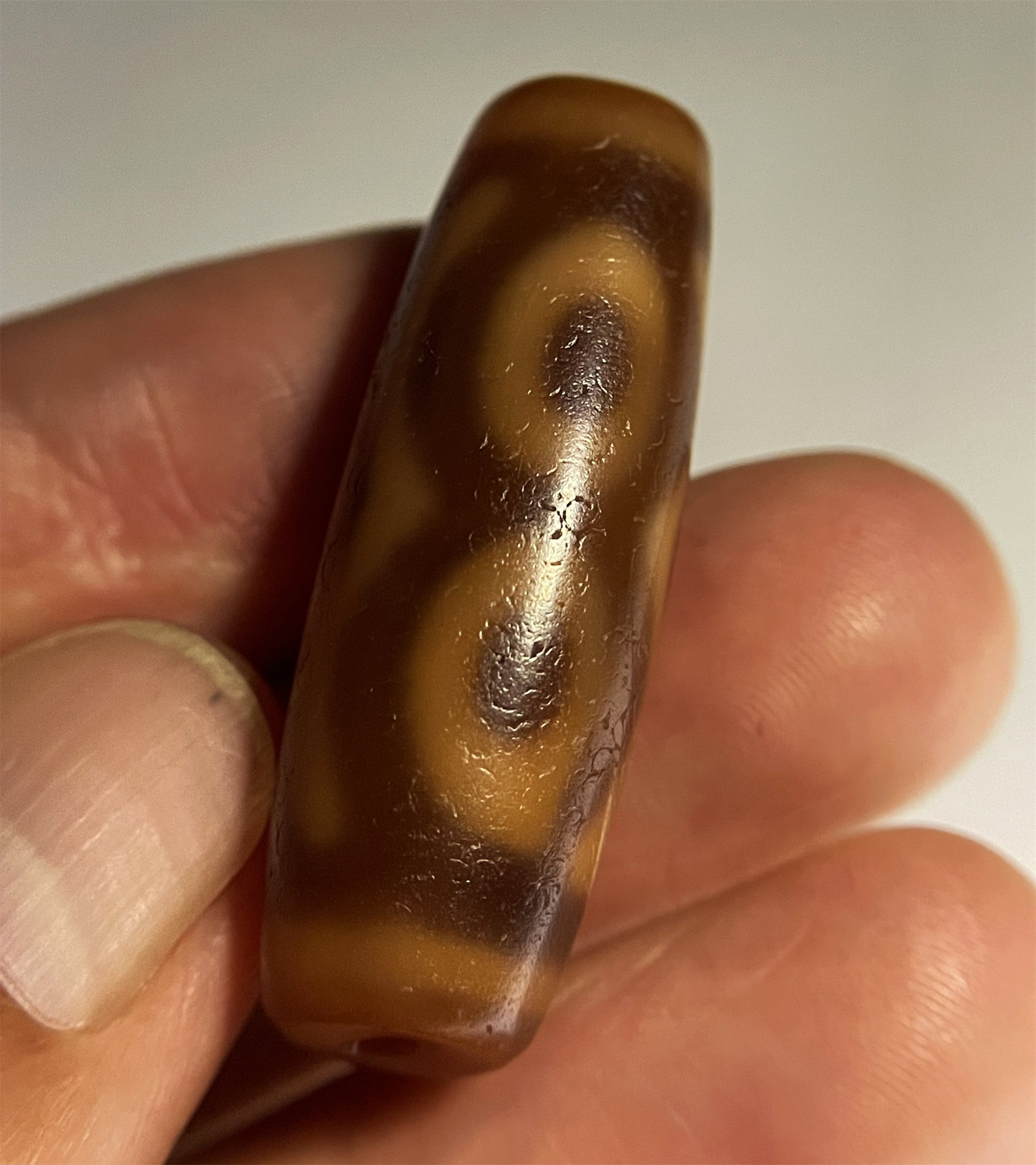 Ancient Bodhi Leaf Dzi Bead Buddha's Heart Real Tibetan Three Eyes Amulet Pendant Himalaya Agate Pure Special 3 Eyed Gzi Old Antique Talisman Bracelet Authentic