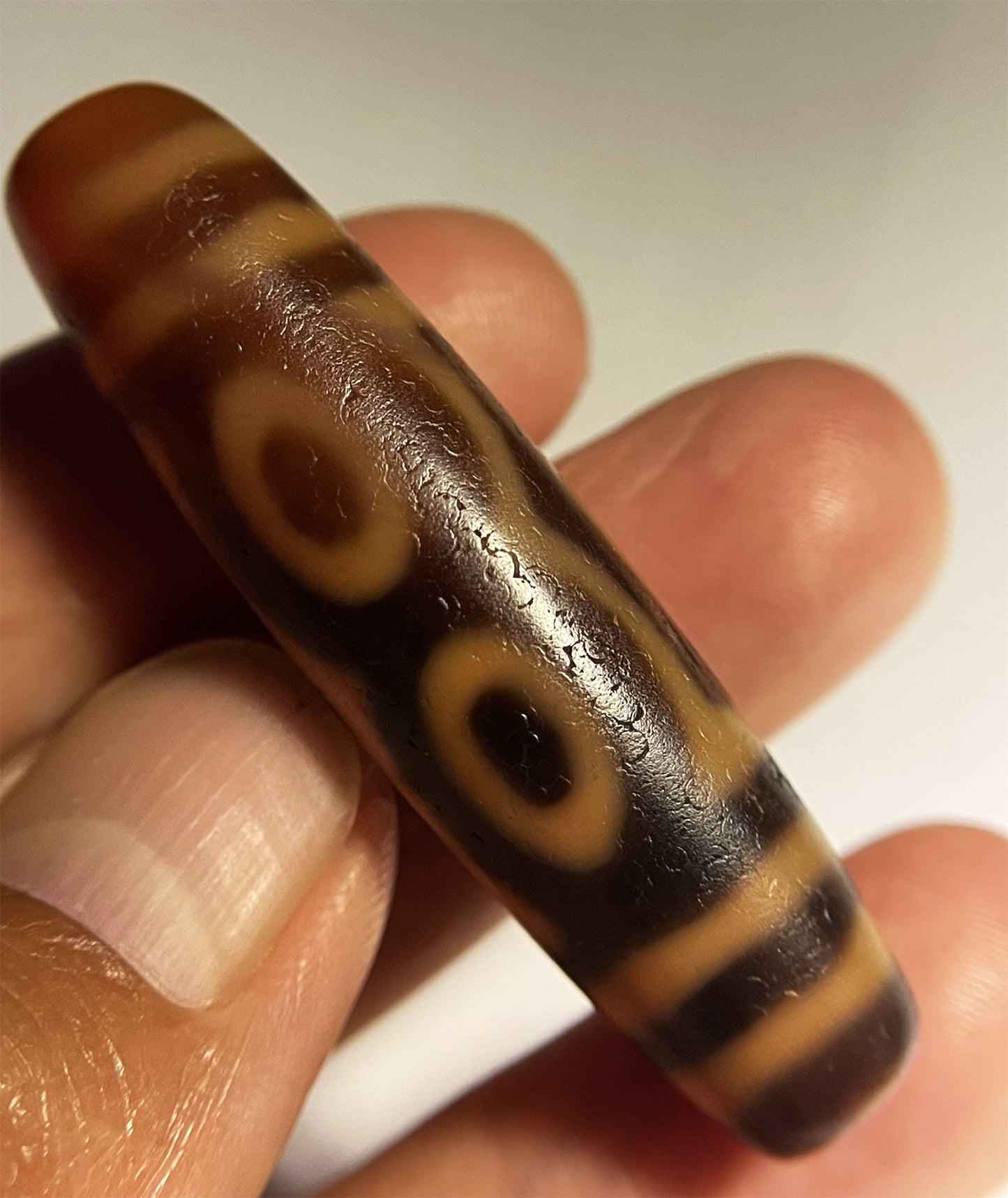 Ancient Genuine Tibetan Bodhi Three Eyes Dzi Bead Amulet Pendant Himalaya Agate Pure Special Buddha's Heart 3 Eyed Gzi Old Antique Talisman Bracelet Authentic