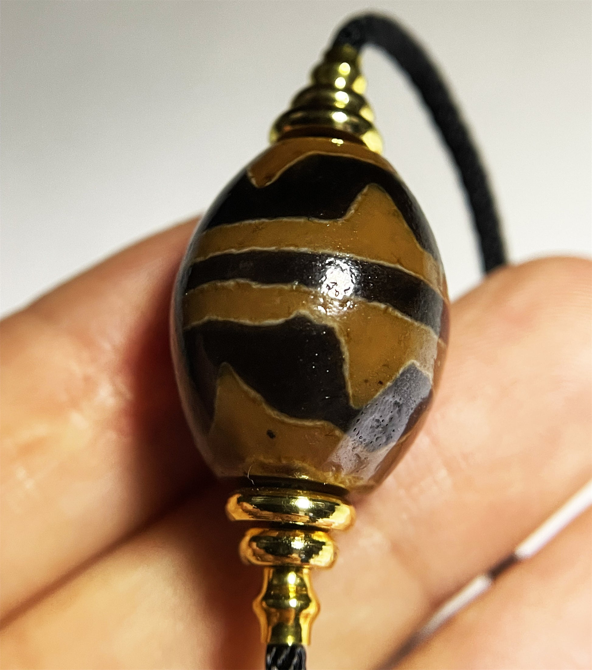 Ancient Dzi Bead Genuine Tibetan Water Wave Amulet Pendant Himalayan Agate Pure Tiger Tooth Zigzag Gzi Old Antique Real Talisman Bracelet