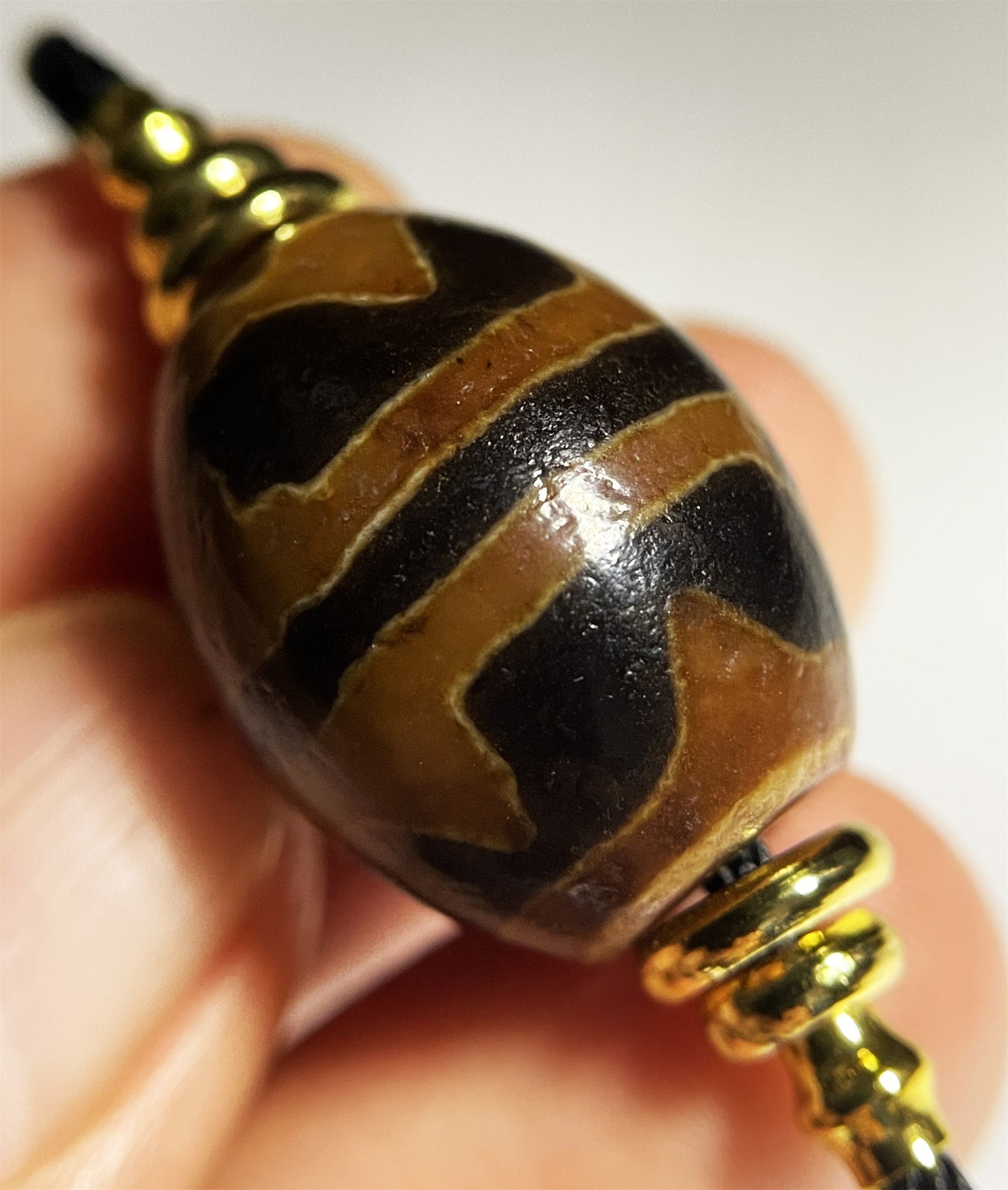 Ancient Dzi Bead Genuine Tibetan Water Wave Amulet Pendant Himalayan Agate Pure Tiger Tooth Zigzag Gzi Old Antique Real Talisman Bracelet