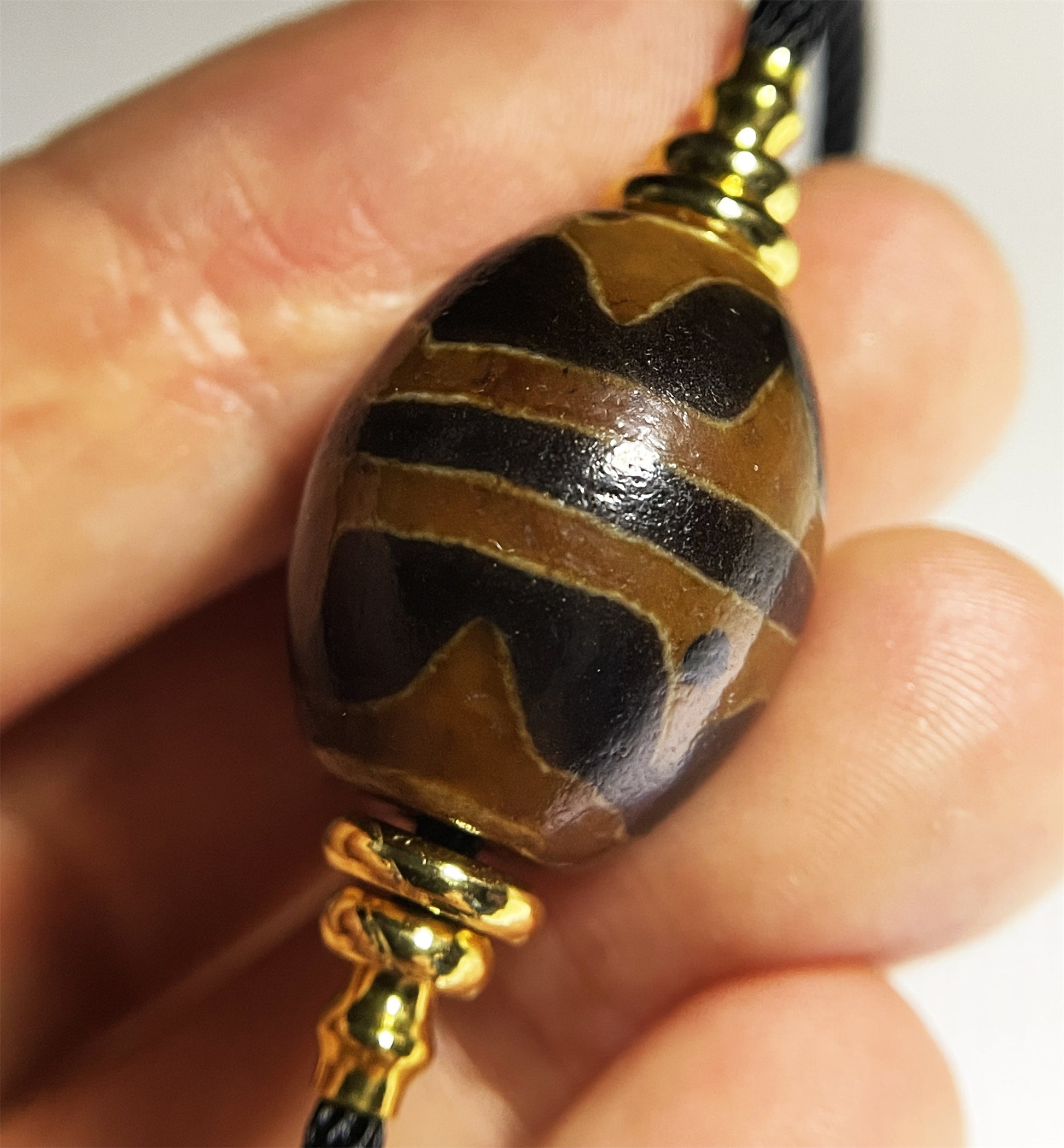 Ancient Dzi Bead Genuine Tibetan Water Wave Amulet Pendant Himalayan Agate Pure Tiger Tooth Zigzag Gzi Old Antique Real Talisman Bracelet