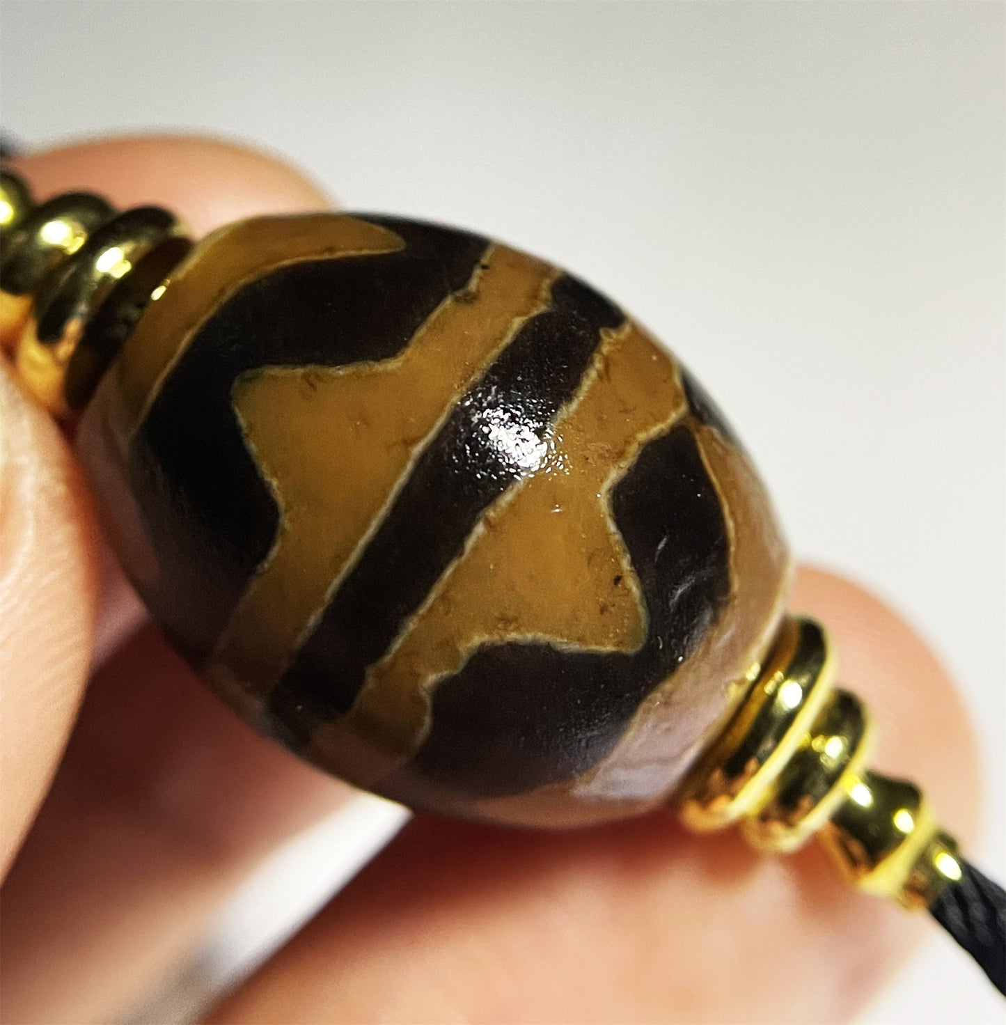 Ancient Dzi Bead Genuine Tibetan Water Wave Amulet Pendant Himalayan Agate Pure Tiger Tooth Zigzag Gzi Old Antique Real Talisman Bracelet