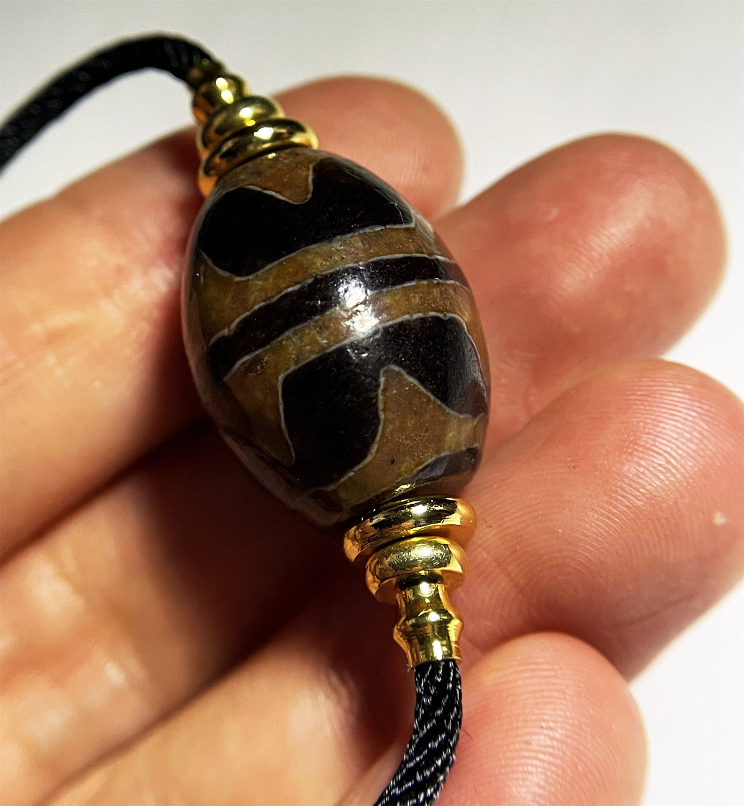 Ancient Dzi Bead Genuine Tibet Tiger Tooth Amulet Pendant Himalayan Agate Pure Water Wave Zigzag Gzi Old Antique Real Talisman Bracelet