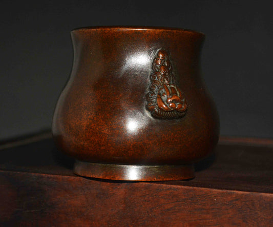 Chinese Old Antique Bronze Incense Burner Copper Censer Qing Dynasty Lion Kangxi