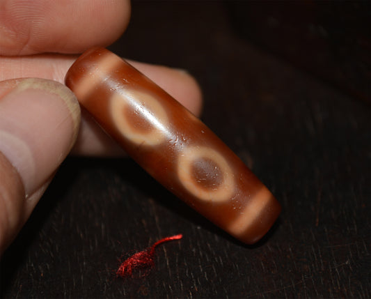 Real Ancient Tibetan Three Eyes Dzi Bead Pendant Amulet Himalaya Old Antique Genuine Agate Nepal 3 Eyed Pure Gzi Talisman Bracelet