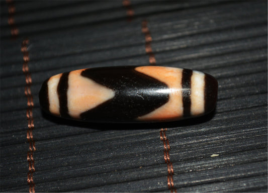 Genuine Ancient Tibetan Water Wave Dzi Bead Amulet Cinnabar Bloodspots Himalaya Pure Tiger Tooth Gzi Pendant Real Old Antique Agate ZigZag Talisman Bracelet