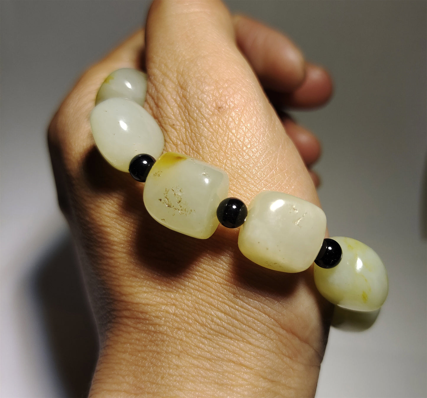 Genuine Chinese Old White Hetian Jade Bracelet Natural Nephrite Hotan Mala Prayer Beads Real Old River Pebble Mutton Fat Amulet