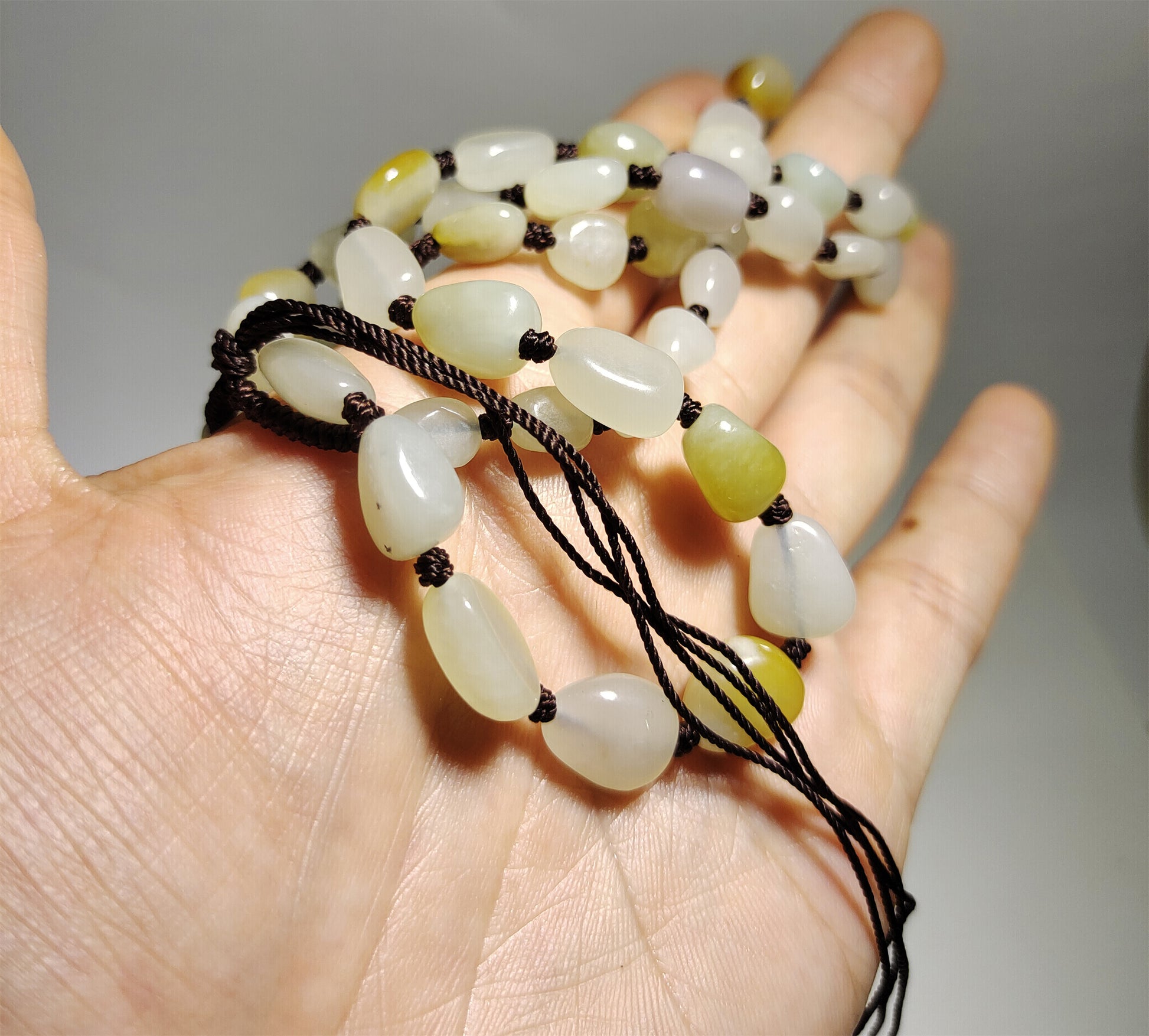 Genuine Chinese Antique White Hetian Jade Necklace Bracelet Natural Nephrite Mala Prayer Beads Real Hotan Old River Pebble