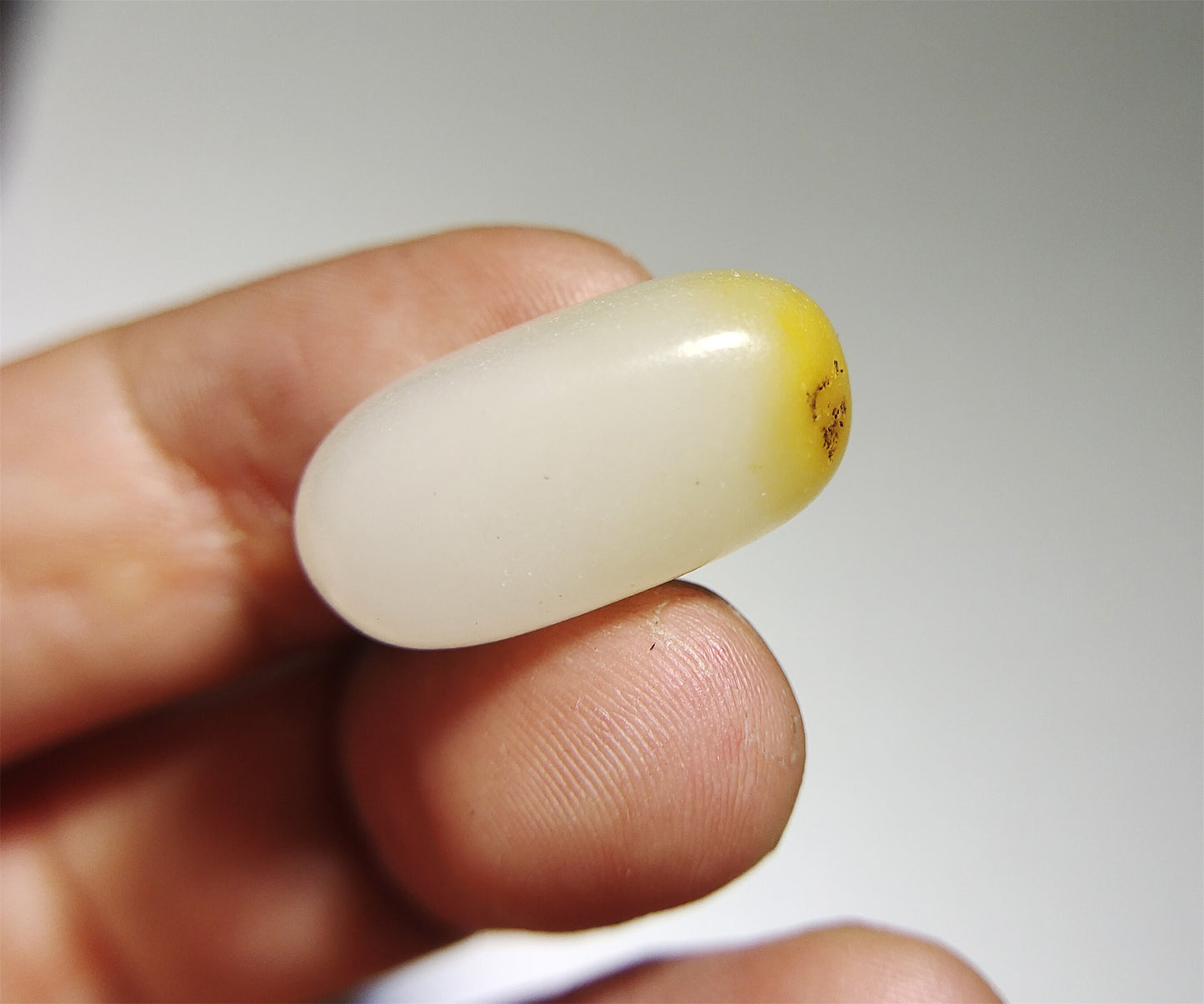 Genuine Chinese White Hetian Jade Pendant Natural Nephrite  Bead Hotan Old Antique River Pebble Mutton Fat Amulet