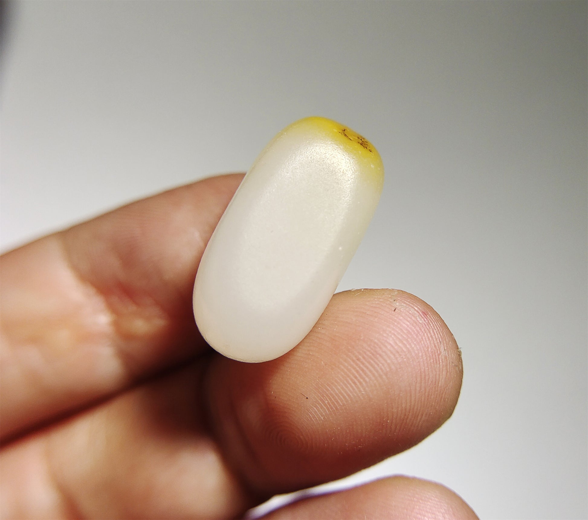 Genuine Chinese White Hetian Jade Pendant Natural Nephrite  Bead Hotan Old Antique River Pebble Mutton Fat Amulet