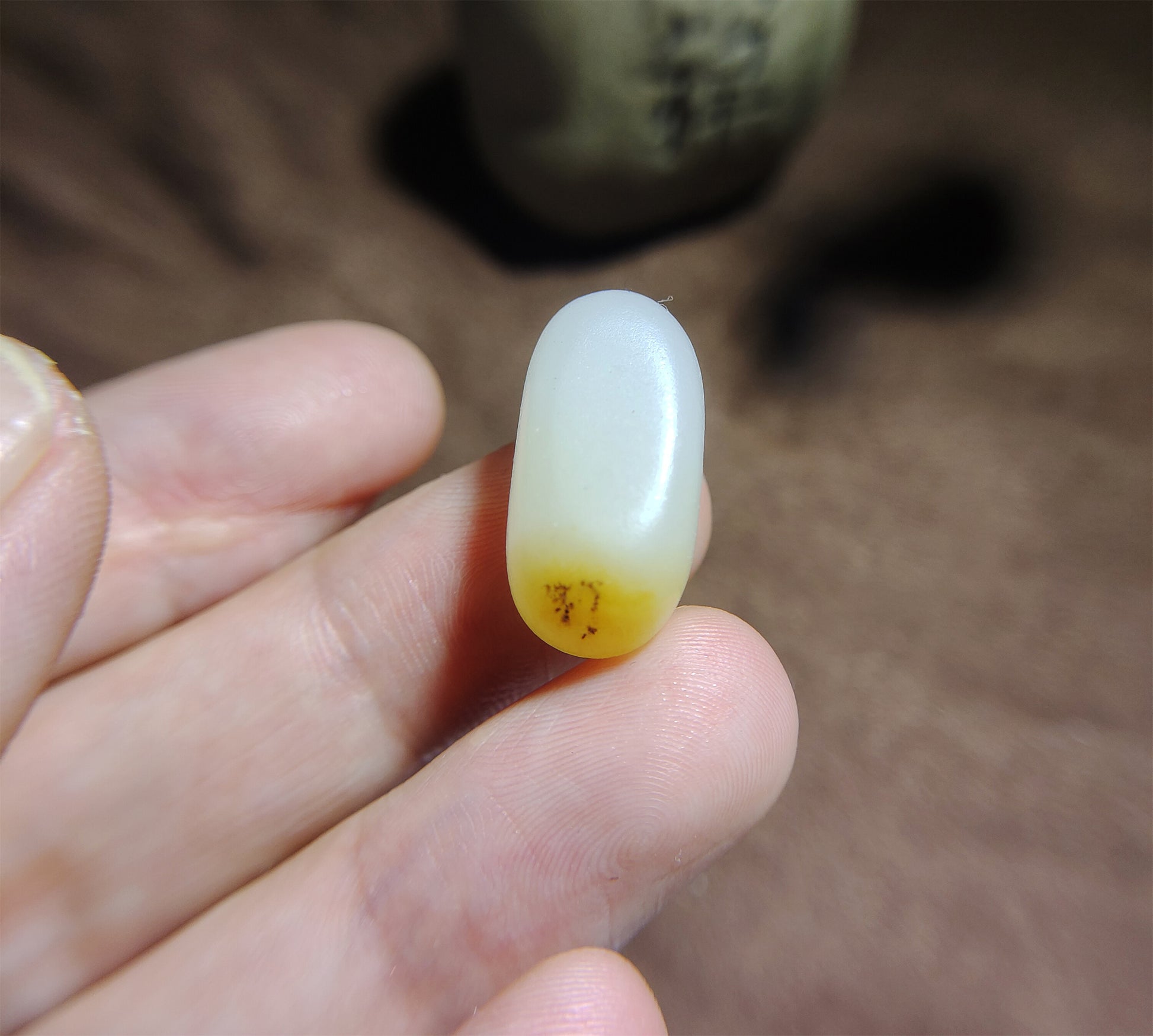 Genuine Chinese White Hetian Jade Pendant Natural Nephrite  Bead Hotan Old Antique River Pebble Mutton Fat Amulet