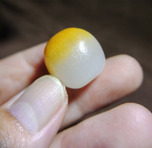 Genuine Chinese White Hetian Jade Pendant Natural Nephrite Bead Real Hotan Old Antique River Pebble Mutton Fat