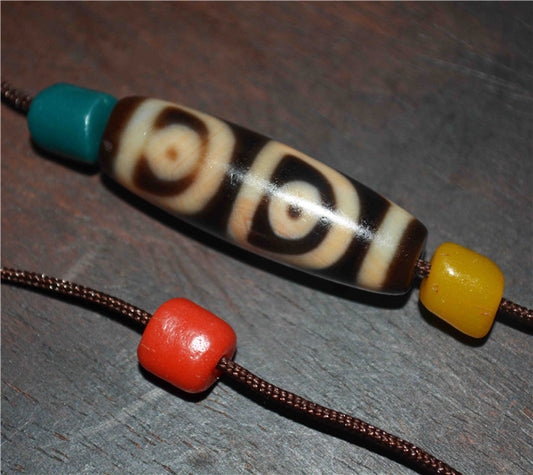 Genuine Himalaya Ancient Cinnabar Four Eyes Dzi Bead Amulet Tibetan Old Antique Real Agate Nepal Bloodspots 4 Eyed Pure Gzi Pendant Talisman Bracelet