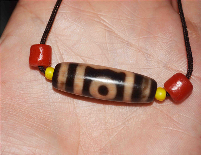 Genuine Himalaya Ancient Cinnabar Three Eyes Dzi Bead Amulet Tibetan Old Antique Real Agate Nepal Bloodspots 3 Eyed Pure Gzi Pendant Talisman Bracelet