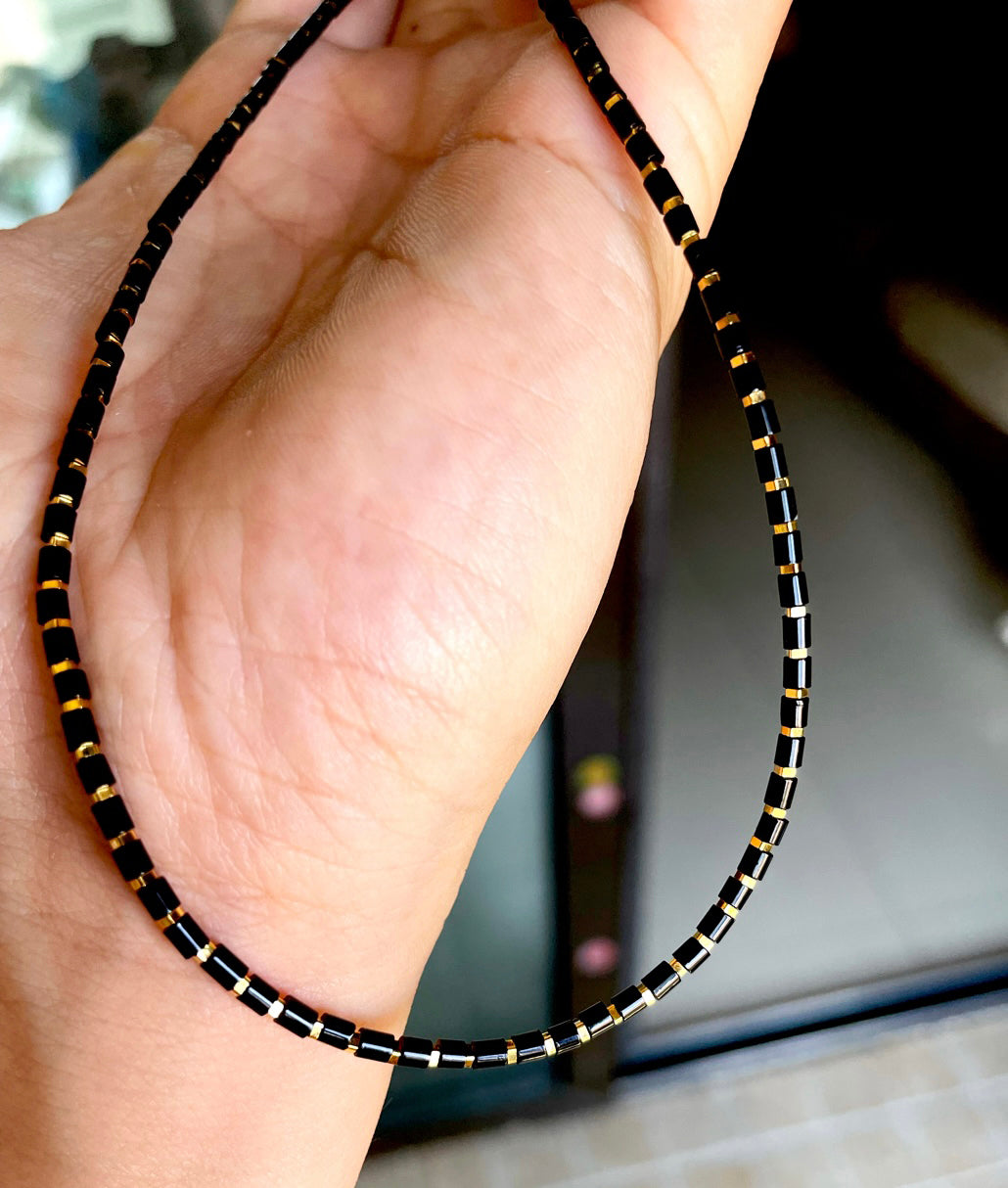 Genuine Himalaya Old Antiqe Black Agate Bracelet Necklace Real Mini Small Size Carnelian Tibetan Beads Natural Sardonyx 喜马拉雅黑玛瑙桶珠手串老剁珠项链缠丝玛瑙手链管珠锁骨链