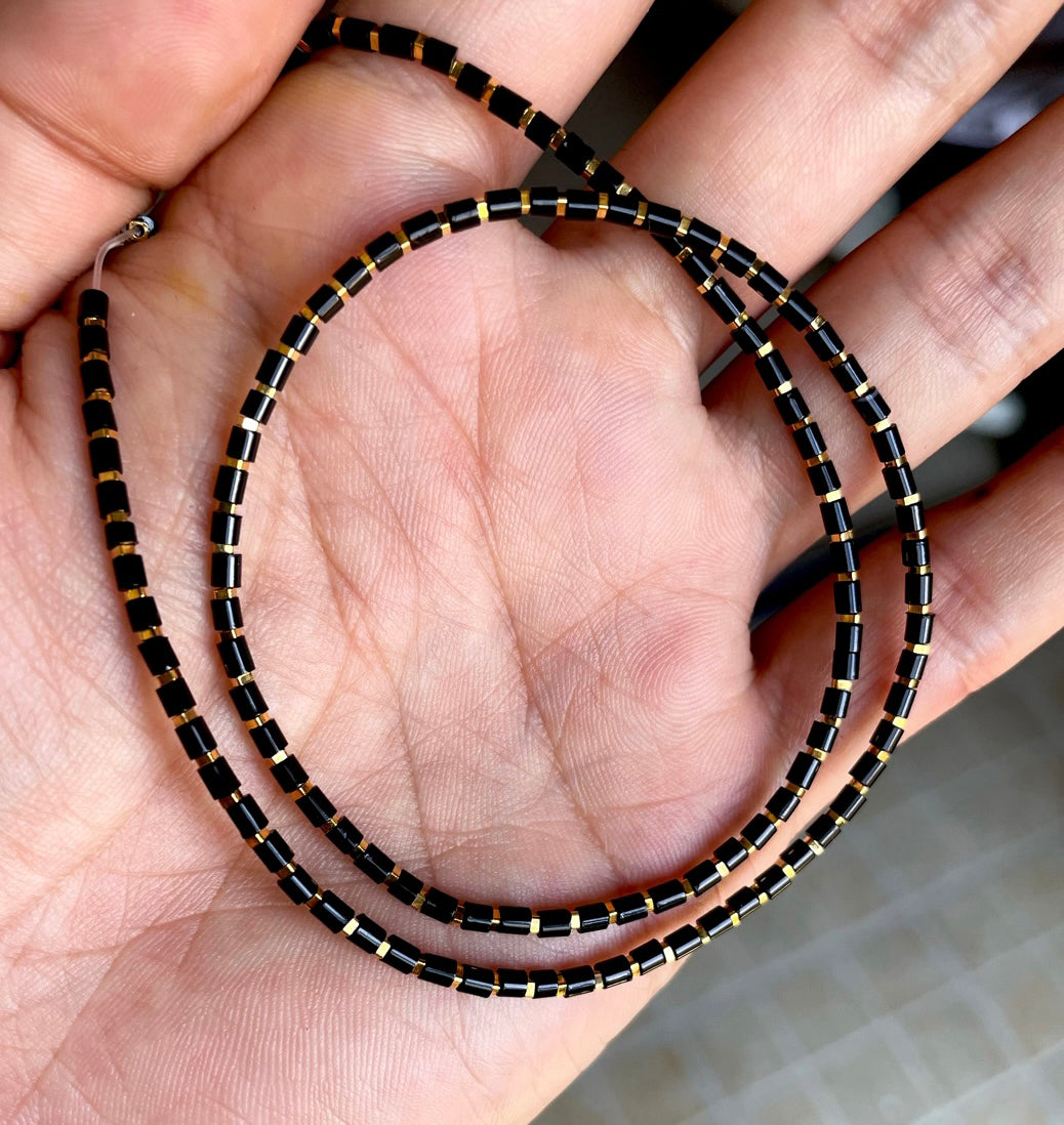 Genuine Himalaya Old Antiqe Black Agate Bracelet Necklace Real Mini Small Size Carnelian Tibetan Beads Natural Sardonyx 喜马拉雅黑玛瑙桶珠手串老剁珠项链缠丝玛瑙手链管珠锁骨链