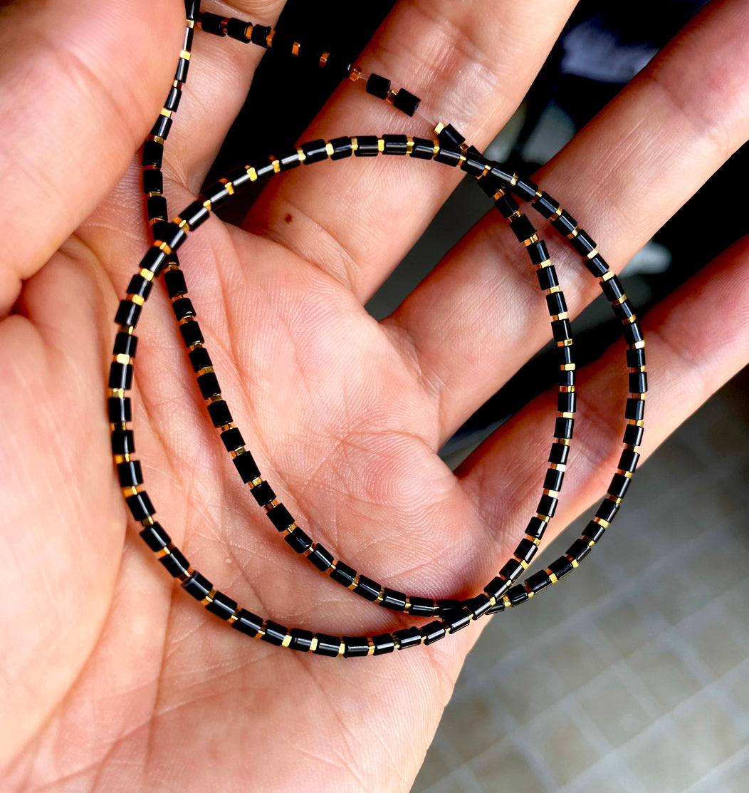 Genuine Himalaya Old Antiqe Black Agate Bracelet Necklace Real Mini Small Size Carnelian Tibetan Beads Natural Sardonyx 喜马拉雅黑玛瑙桶珠手串老剁珠项链缠丝玛瑙手链管珠锁骨链