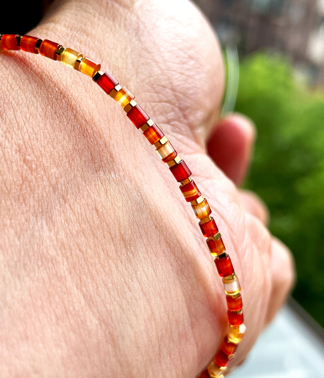 Himalaya Old Antiqe Sardonyx Red Agate Necklace Carnelian Bracelet Tibetan Mala Prayer Beads Natural Mini Small Size