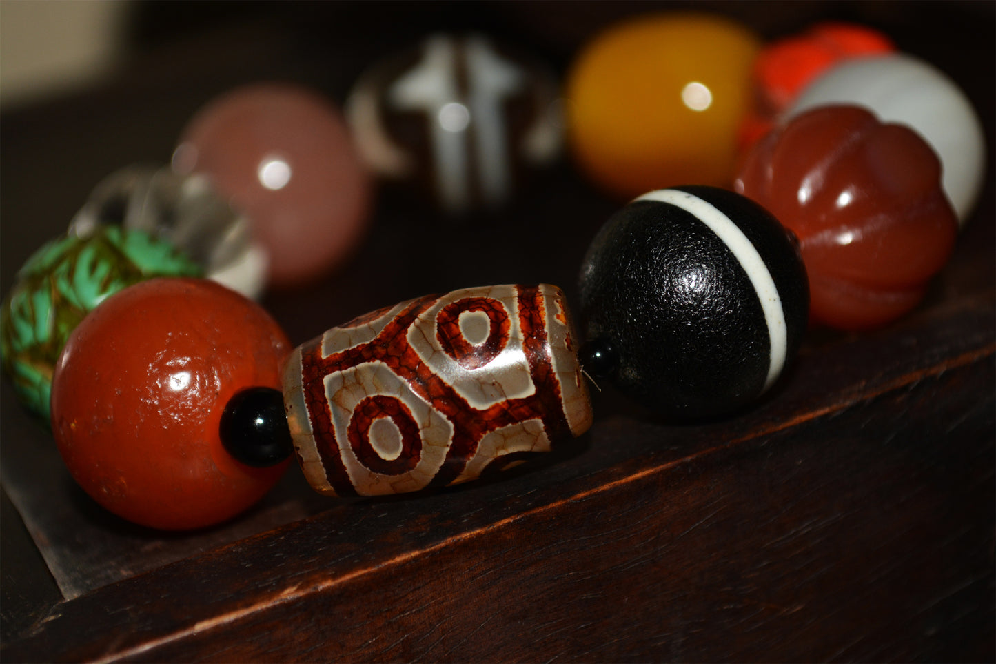 Real Himalaya Old Antique Amber Bracelet Red Coral Turquoise Mala Prayer Beads Pema Raka Nanhong Agate Six Eyes Dzi Bead