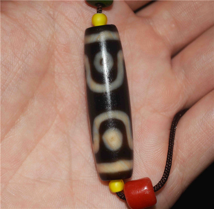 Genuine Himalayan Ancient Cinnabar  Seven Eyes Dzi Bead Amulet Tibetan Old Antique Real Agate Nepal Bloodspots 7 Eyed Pure Gzi Pendant Talisman Bracelet