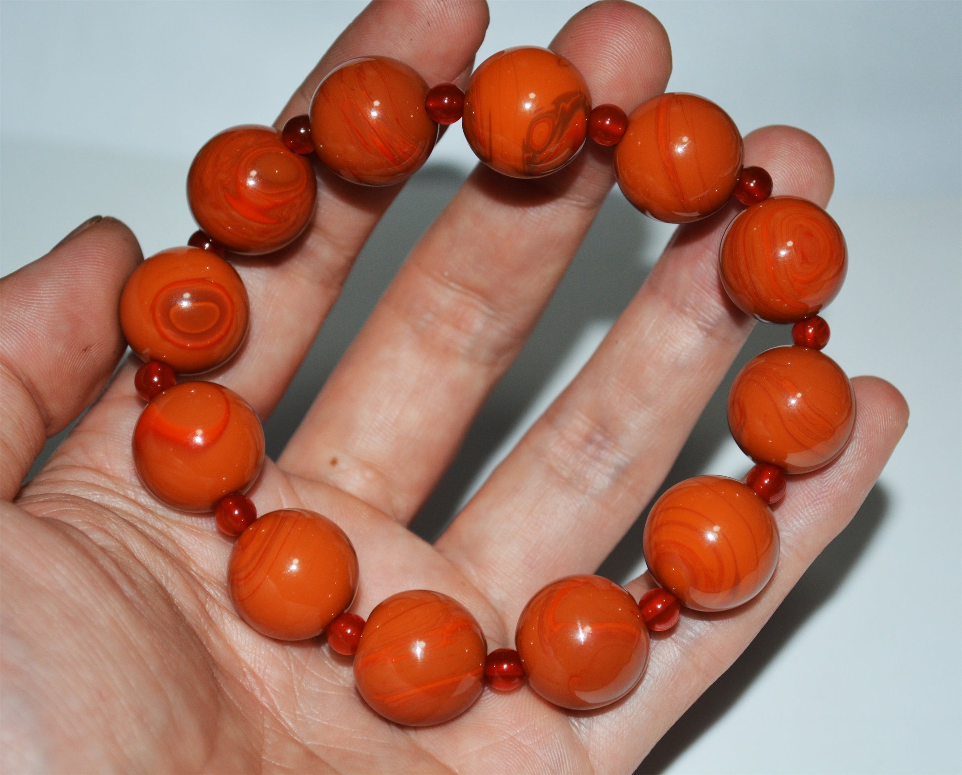 Genuine Himalayan Old Pema Raka Agate Bracelet Mala Prayer Beads Tibeta Nanhong Carnelian Rosary  Real Worry Amulet