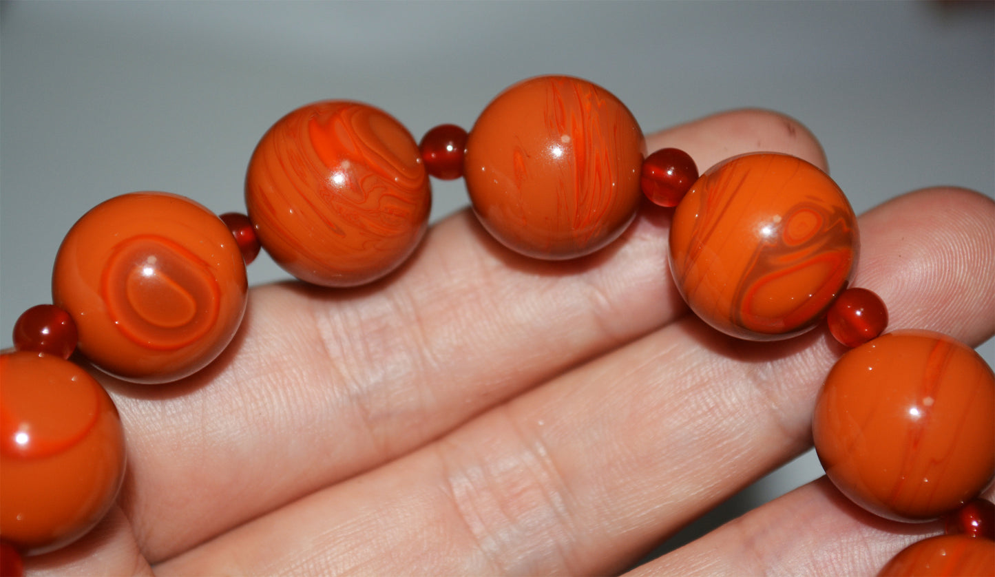 Genuine Himalayan Old Pema Raka Agate Bracelet Mala Prayer Beads Tibeta Nanhong Carnelian Rosary  Real Worry Amulet