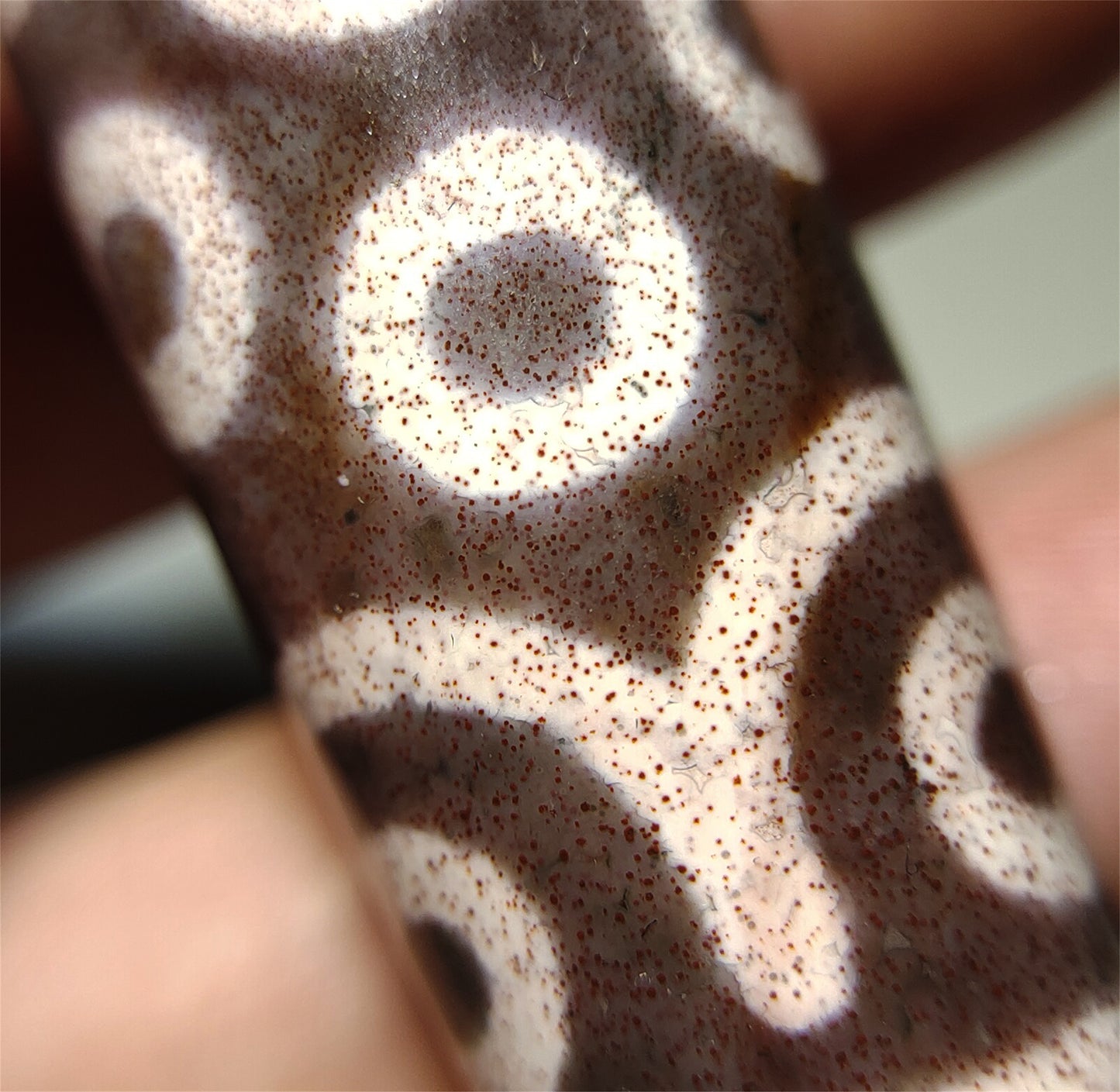 Real Tibetan Ancient Pure 21 Eyes Dzi Bead Pendant Amulet Himalaya Agate Twenty One Eyed Gzi Cinnabar  Bloodspots Tibet Old