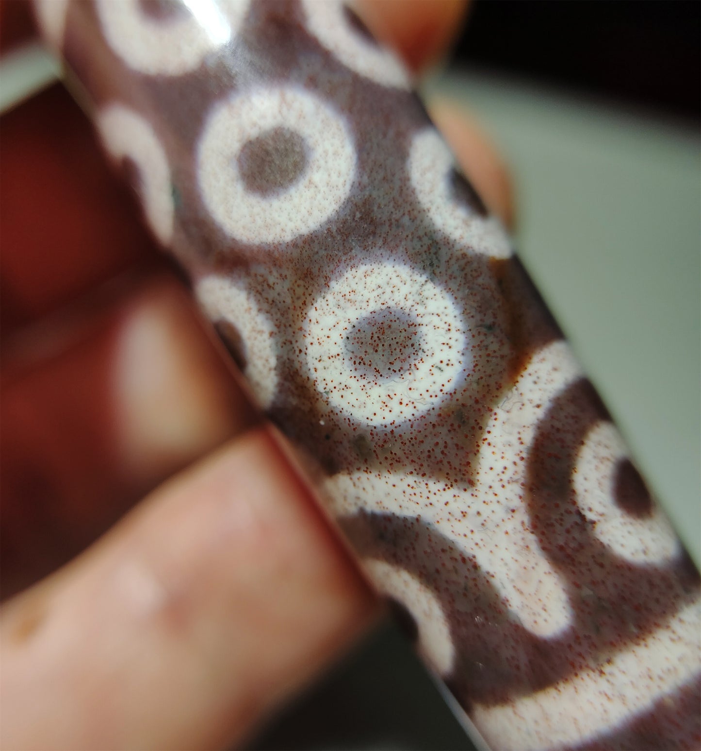 Real Tibetan Ancient Pure 21 Eyes Dzi Bead Pendant Amulet Himalaya Agate Twenty One Eyed Gzi Cinnabar  Bloodspots Tibet Old