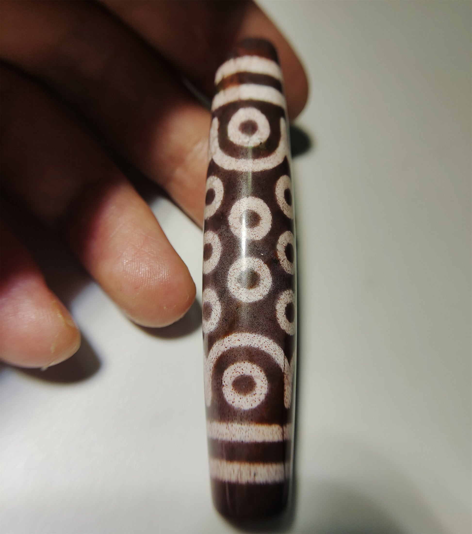 Real Tibetan Ancient Pure 21 Eyes Dzi Bead Pendant Amulet Himalaya Agate Twenty One Eyed Gzi Cinnabar  Bloodspots Tibet Old