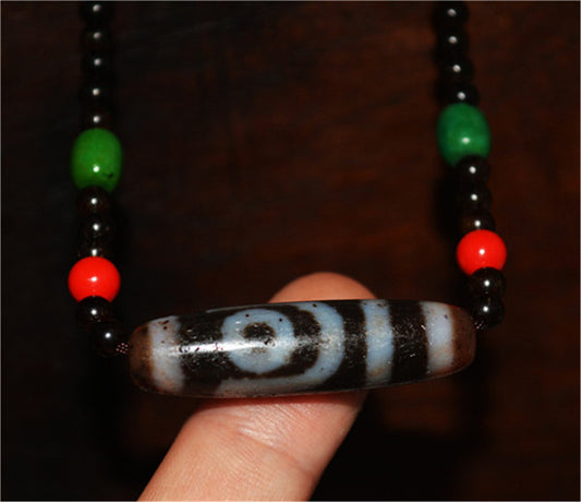 Genuine Tibetan Ancient Cinnabar Two Eyes Dzi Bead Amulet Himalaya Old Antique Real Agate Nepal Bloodspots 2 Eyed Pure Gzi Pendant Talisman Bracelet