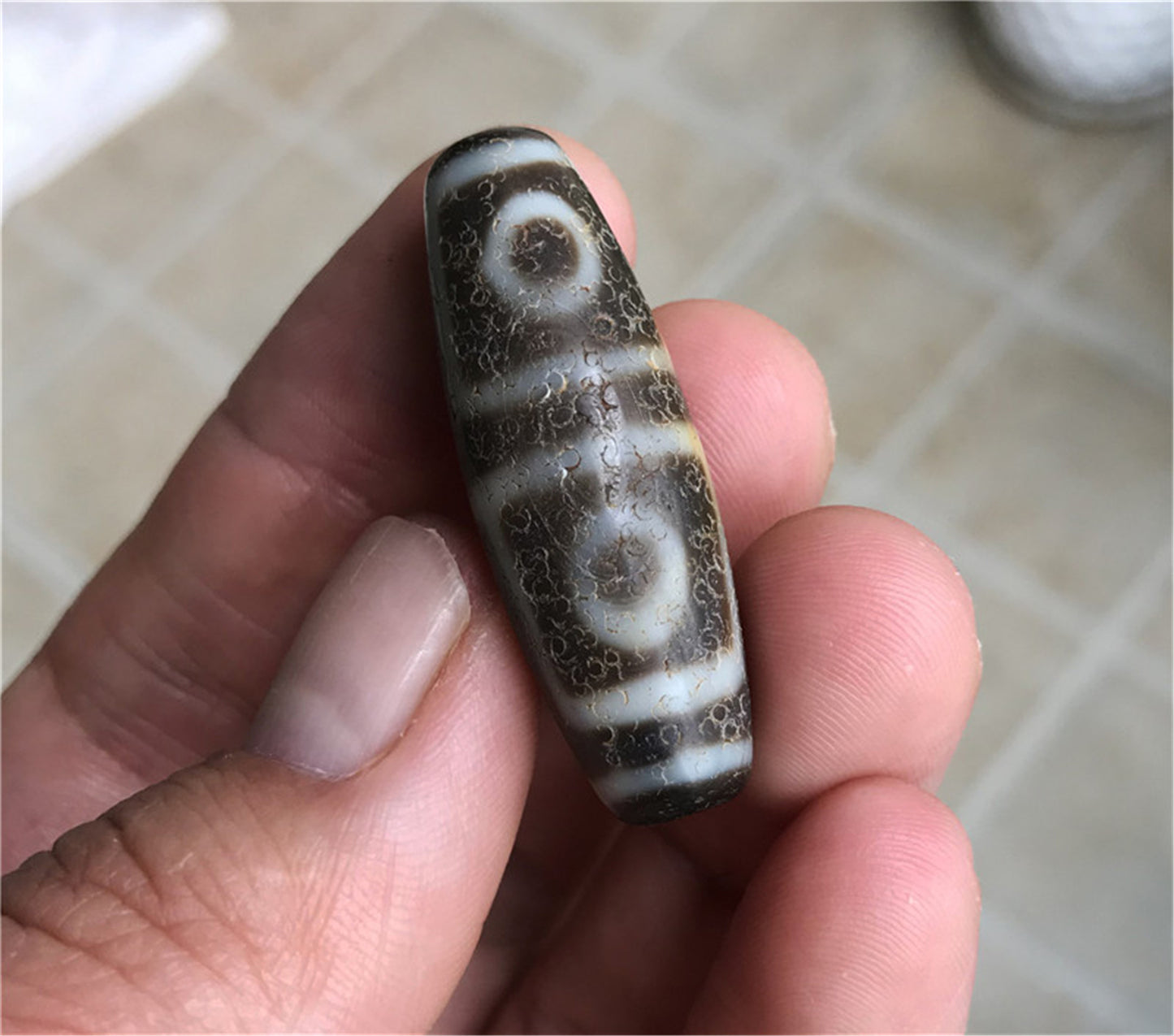 Tibetan Ancient Four Eyes Dzi Bead Pendant Amulet Himalaya Old Antique Real Agate Nepal 4 Eyed Pure Gzi Talisman Bracelet