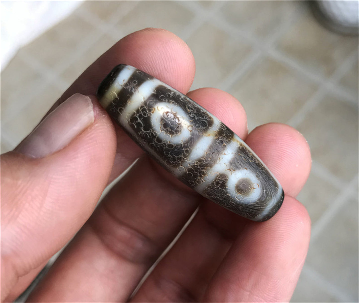 Tibetan Ancient Four Eyes Dzi Bead Pendant Amulet Himalaya Old Antique Real Agate Nepal 4 Eyed Pure Gzi Talisman Bracelet