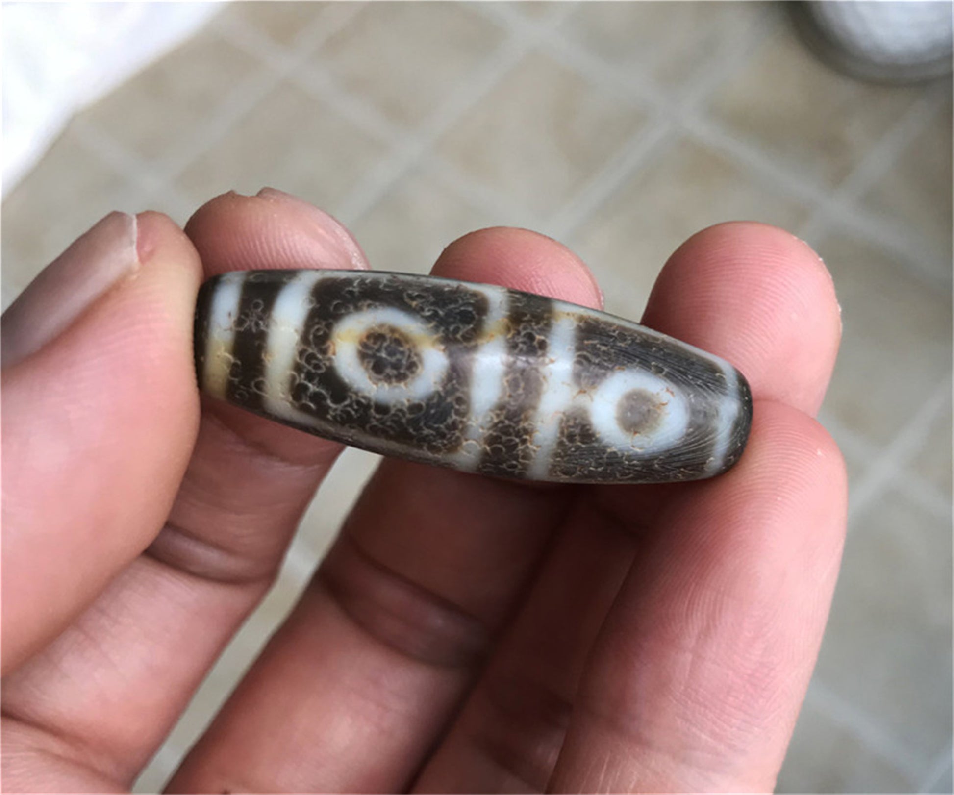 Tibetan Ancient Four Eyes Dzi Bead Pendant Amulet Himalaya Old Antique Real Agate Nepal 4 Eyed Pure Gzi Talisman Bracelet