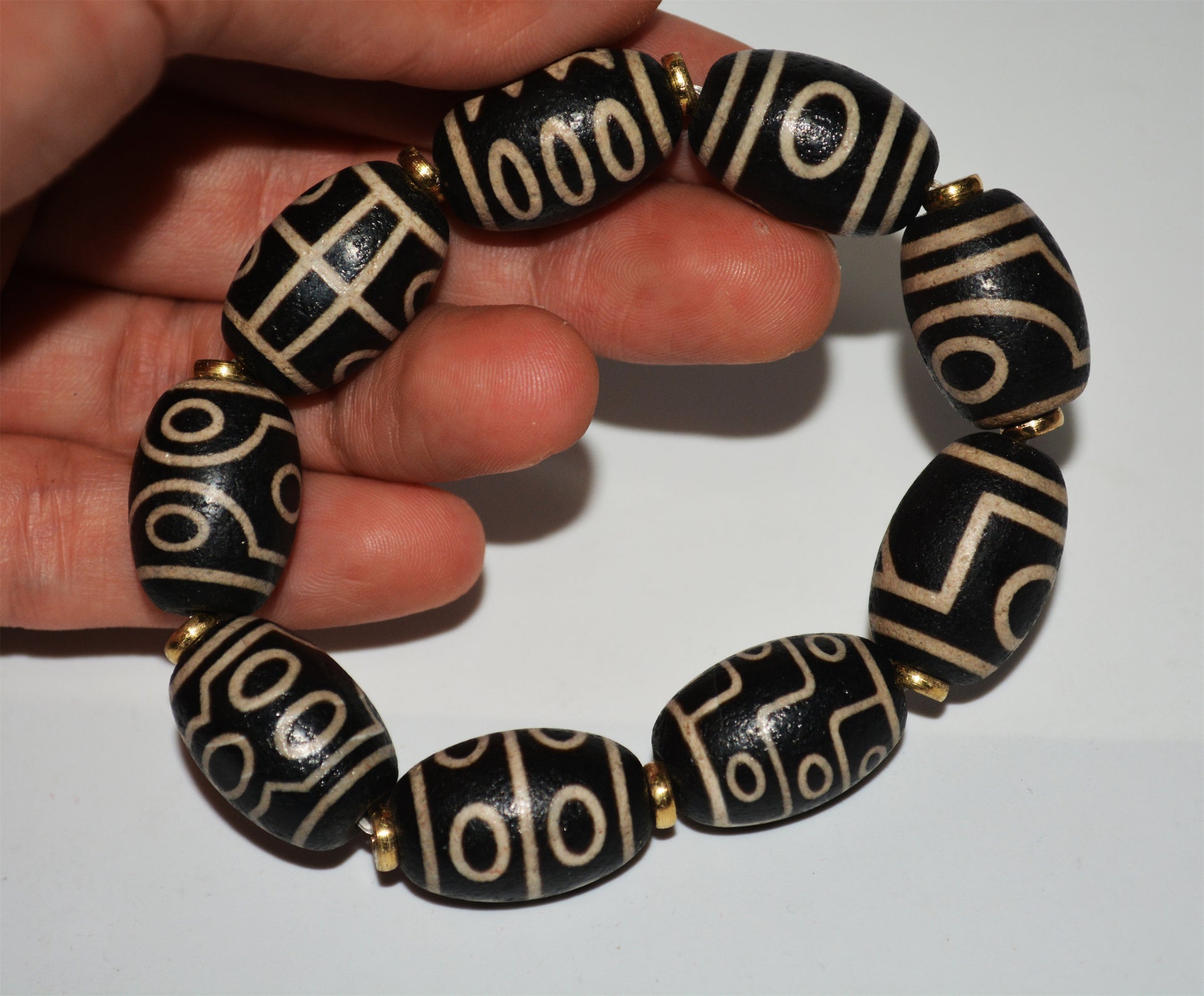 Real Tibetan Ancient Nine Eyes Dzi Bead Bracelet Amulet Himalaya Old Antique Genuine Agate Nepal One Two Three Four Five Six Seven Eight Eyed Pure Gzi Talisman Mala