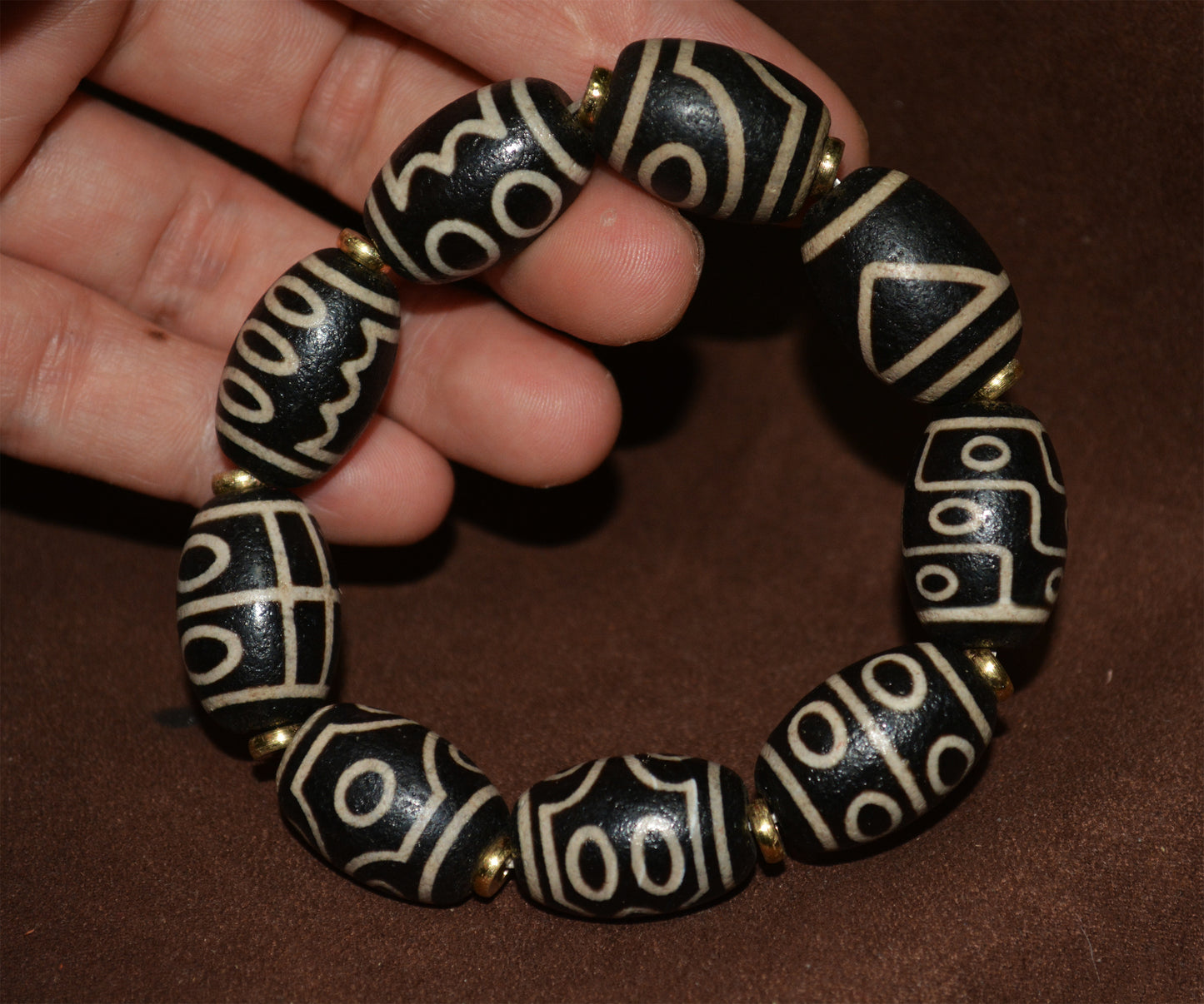 Real Tibetan Ancient Nine Eyes Dzi Bead Bracelet Amulet Himalaya Old Antique Genuine Agate Nepal One Two Three Four Five Six Seven Eight Eyed Pure Gzi Talisman Mala