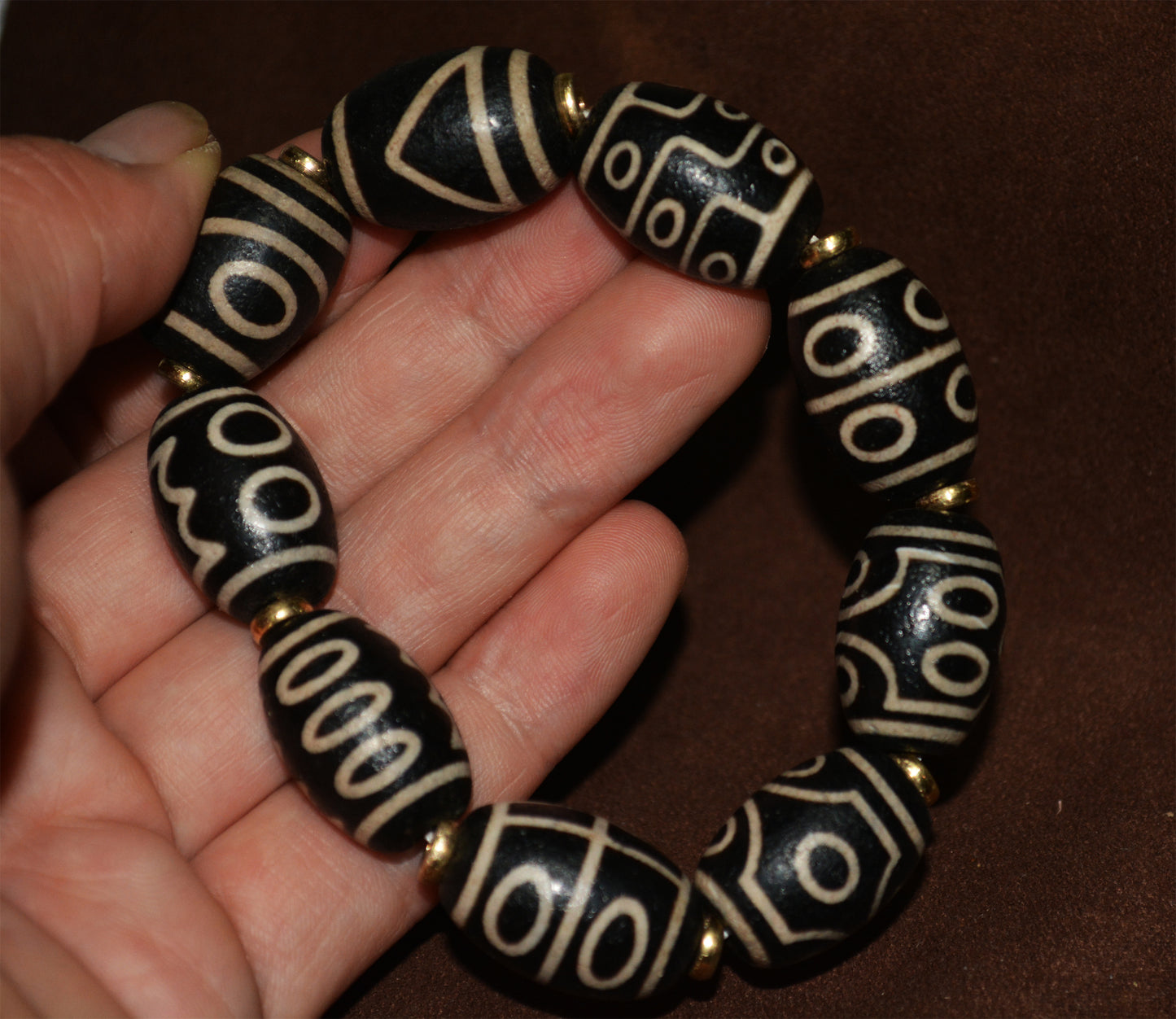 Real Tibetan Ancient Nine Eyes Dzi Bead Bracelet Amulet Himalaya Old Antique Genuine Agate Nepal One Two Three Four Five Six Seven Eight Eyed Pure Gzi Talisman Mala