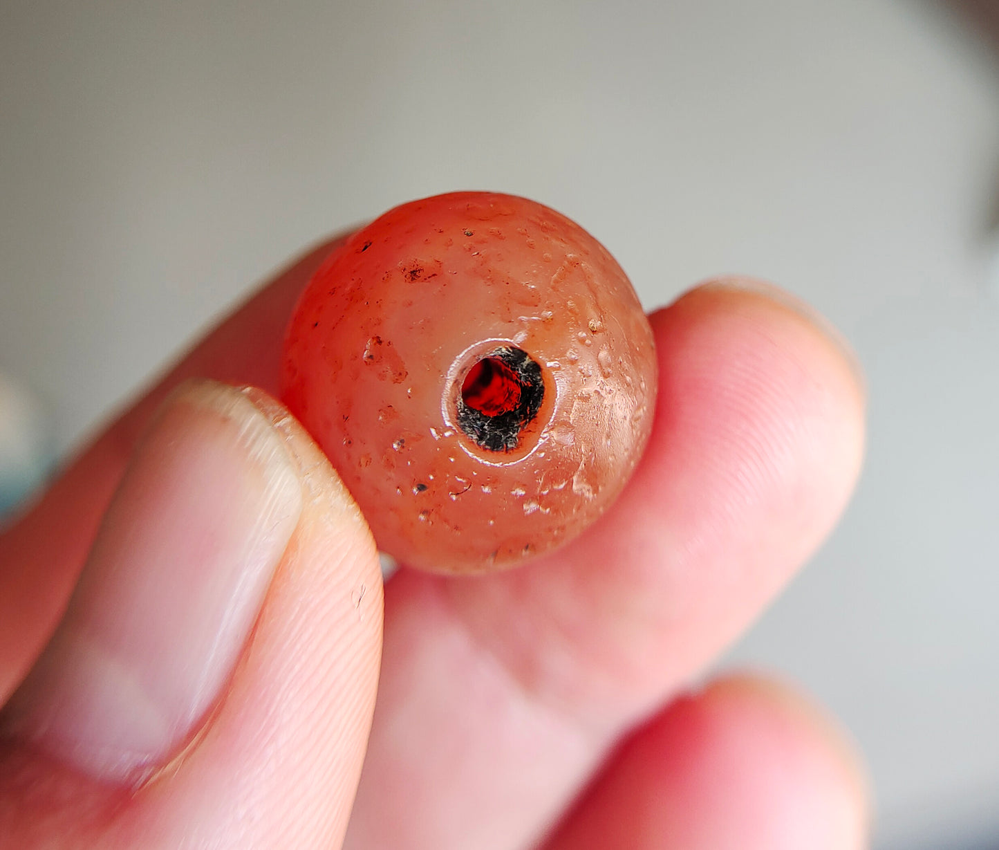 Genuine Himalayan Ancient Pema Raka Agate Bead Nanhong Red Carnelian Tibetan Pendant Old Real Amulet 20mm