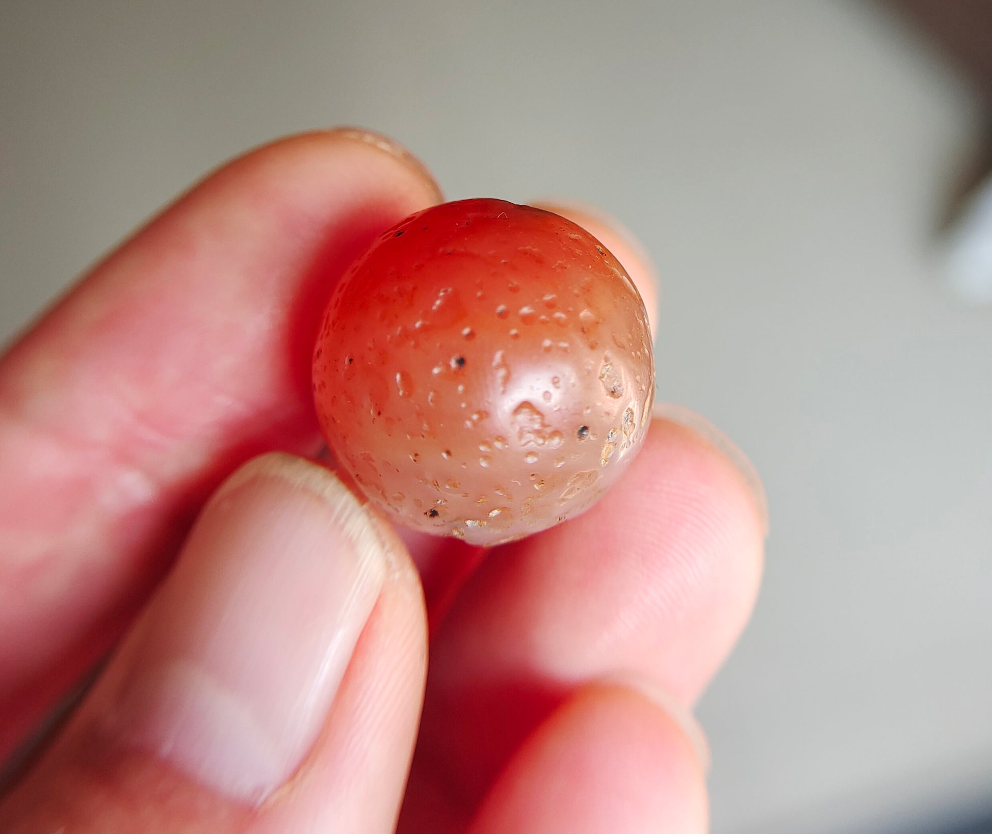 Genuine Himalayan Ancient Pema Raka Agate Bead Nanhong Red Carnelian Tibetan Pendant Old Real Amulet 20mm