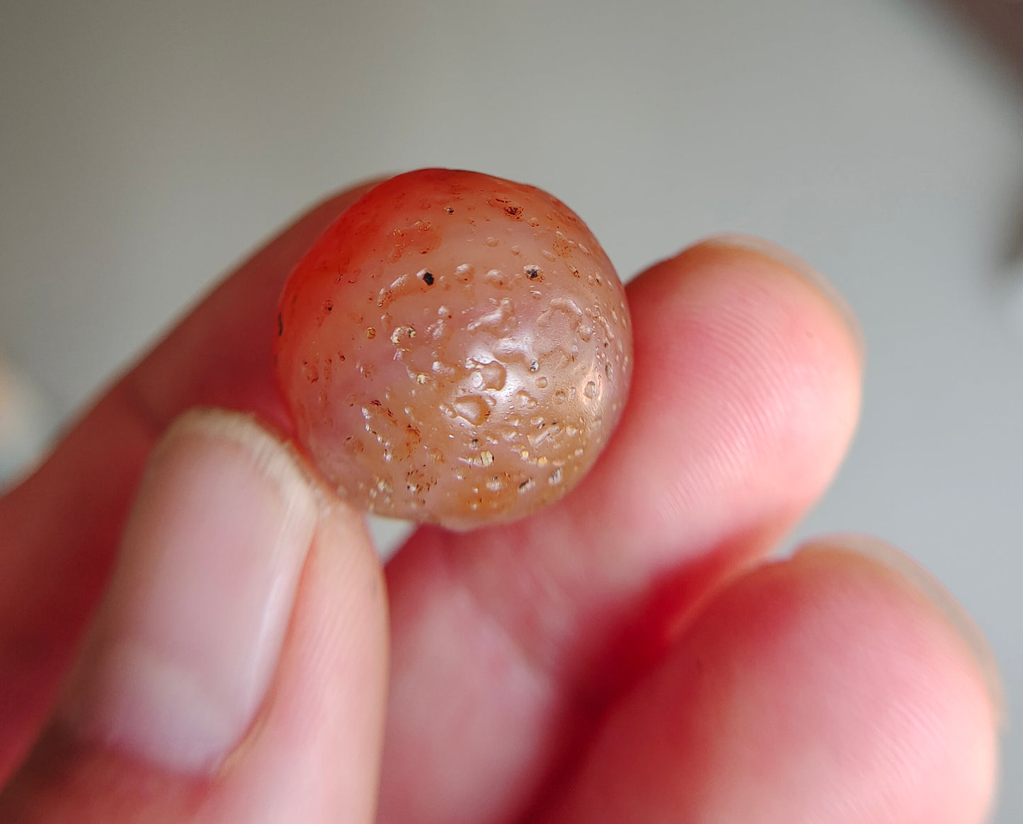 Genuine Himalayan Ancient Pema Raka Agate Bead Nanhong Red Carnelian Tibetan Pendant Old Real Amulet 20mm