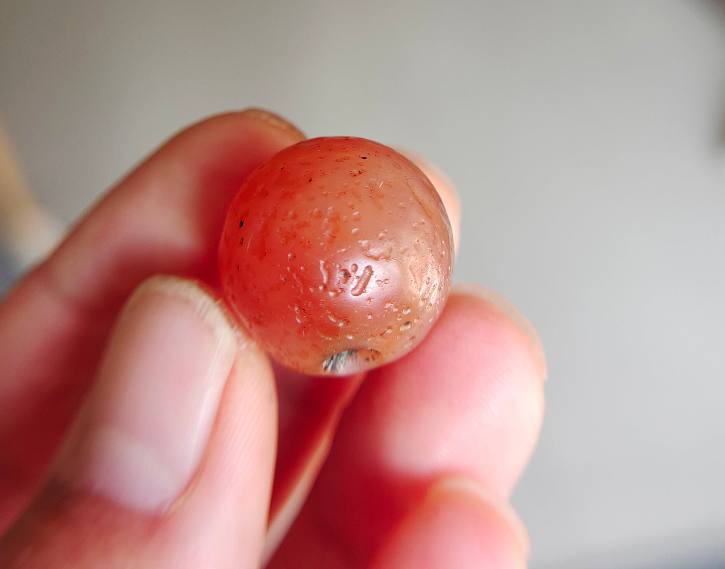 Genuine Himalayan Ancient Pema Raka Agate Bead Nanhong Red Carnelian Tibetan Pendant Old Real Amulet 20mm