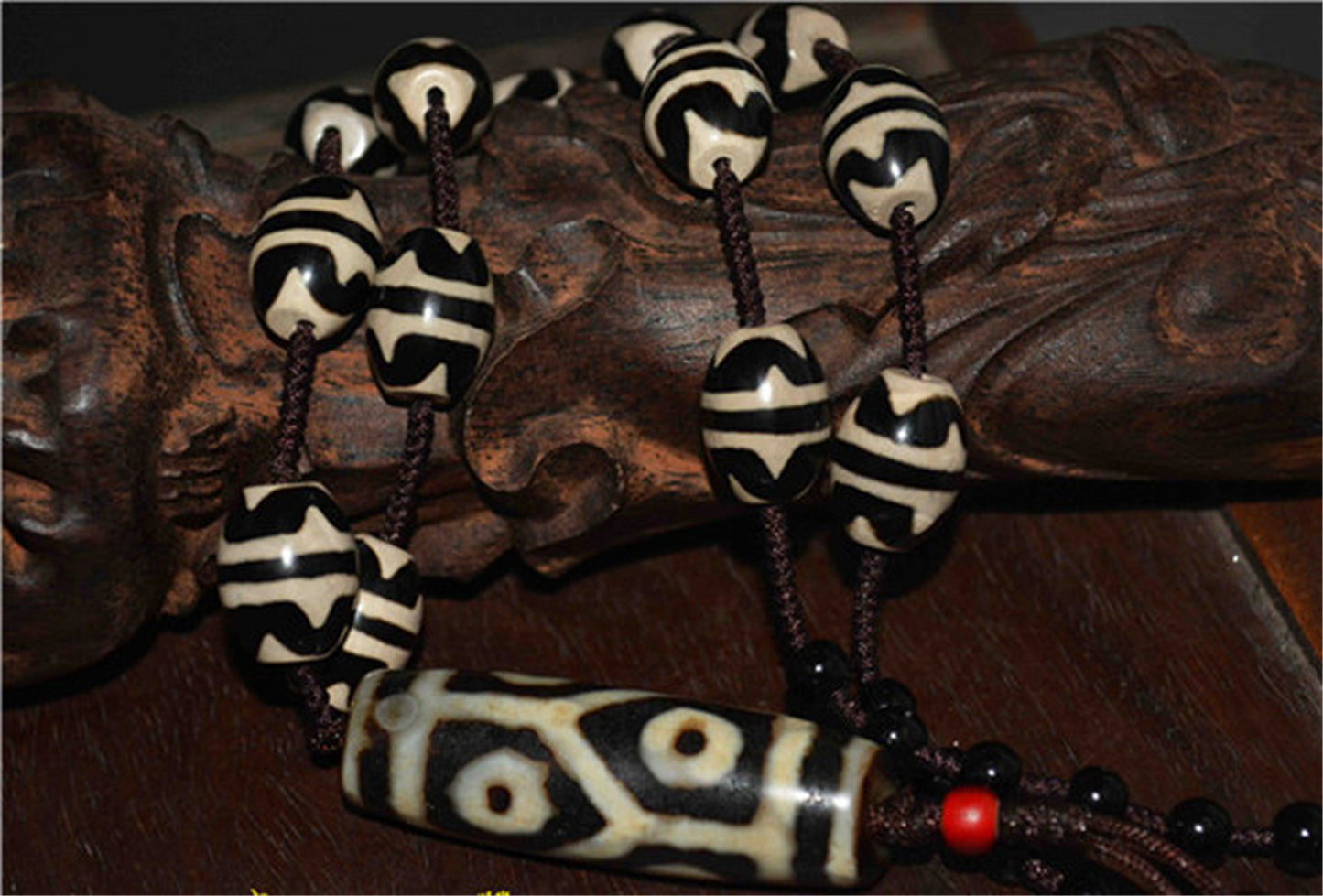 Tibetan Ancient Water Wave Six Eyes Dzi Bead Pendant Amulet Himalaya Old Antique Real Agate Nepal 6 Eyed Pure Tiger Tooth Gzi Talisman Bracelet