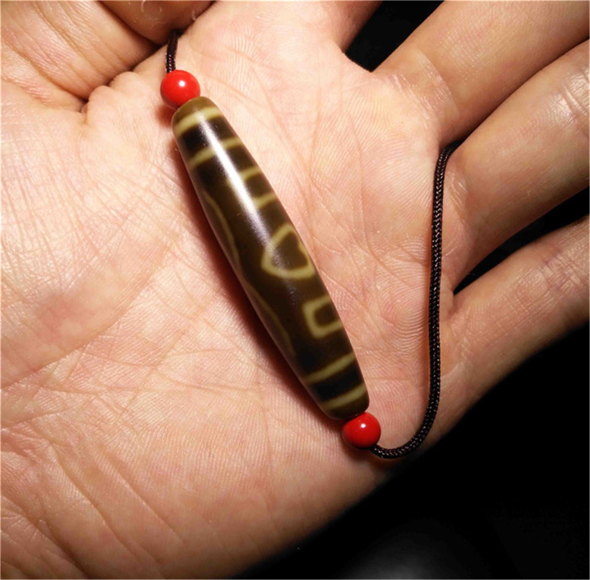 Genuine Tibetan Ancient Special Three Eyes Dzi Bead Pendant Amulet Himalaya Buddha's Heart Old Antique Real Agate Nepal 3 Eyed Pure Gzi Talisman Bracelet
