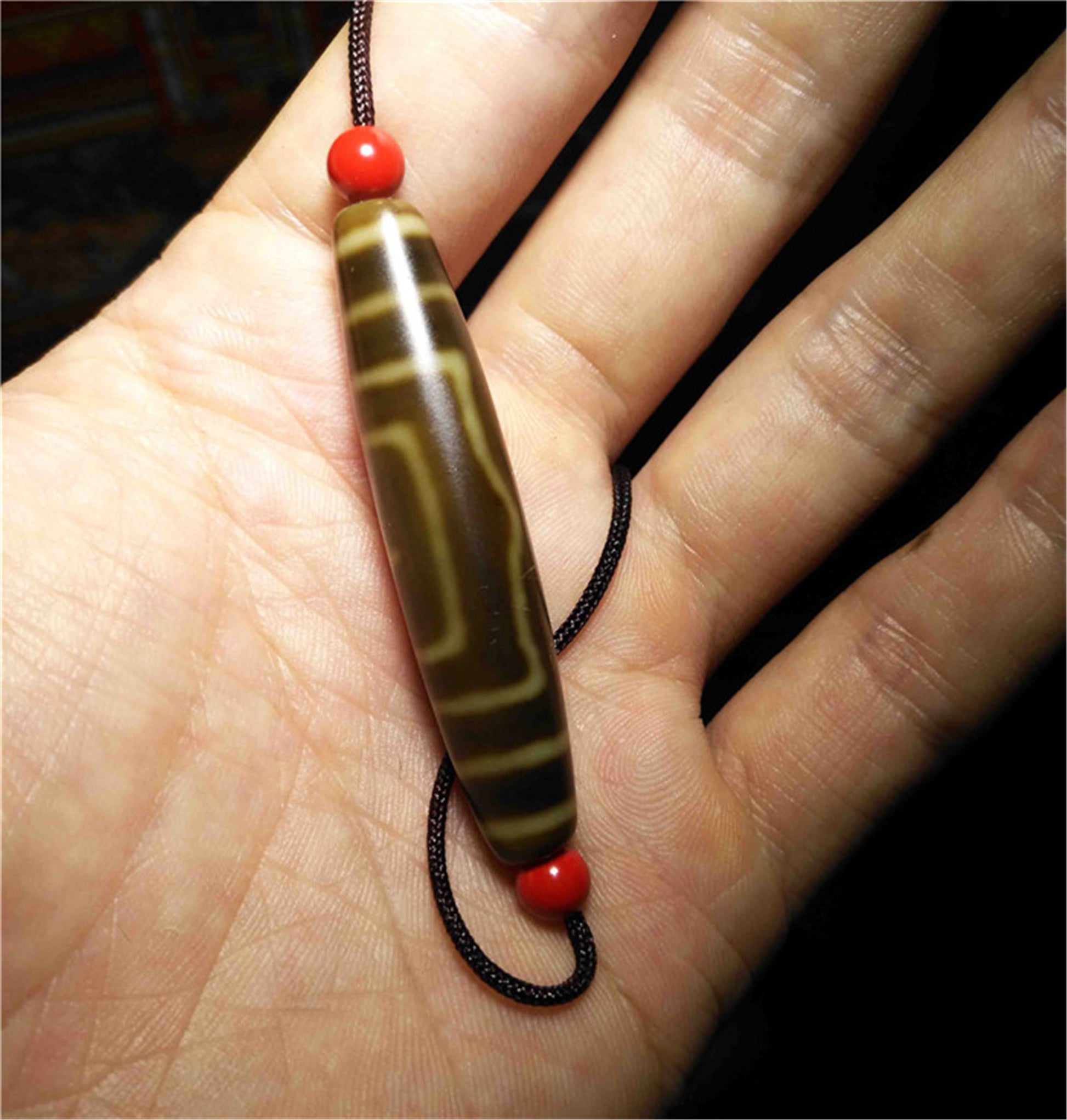 Genuine Tibetan Ancient Special Three Eyes Dzi Bead Pendant Amulet Himalaya Buddha's Heart Old Antique Real Agate Nepal 3 Eyed Pure Gzi Talisman Bracelet
