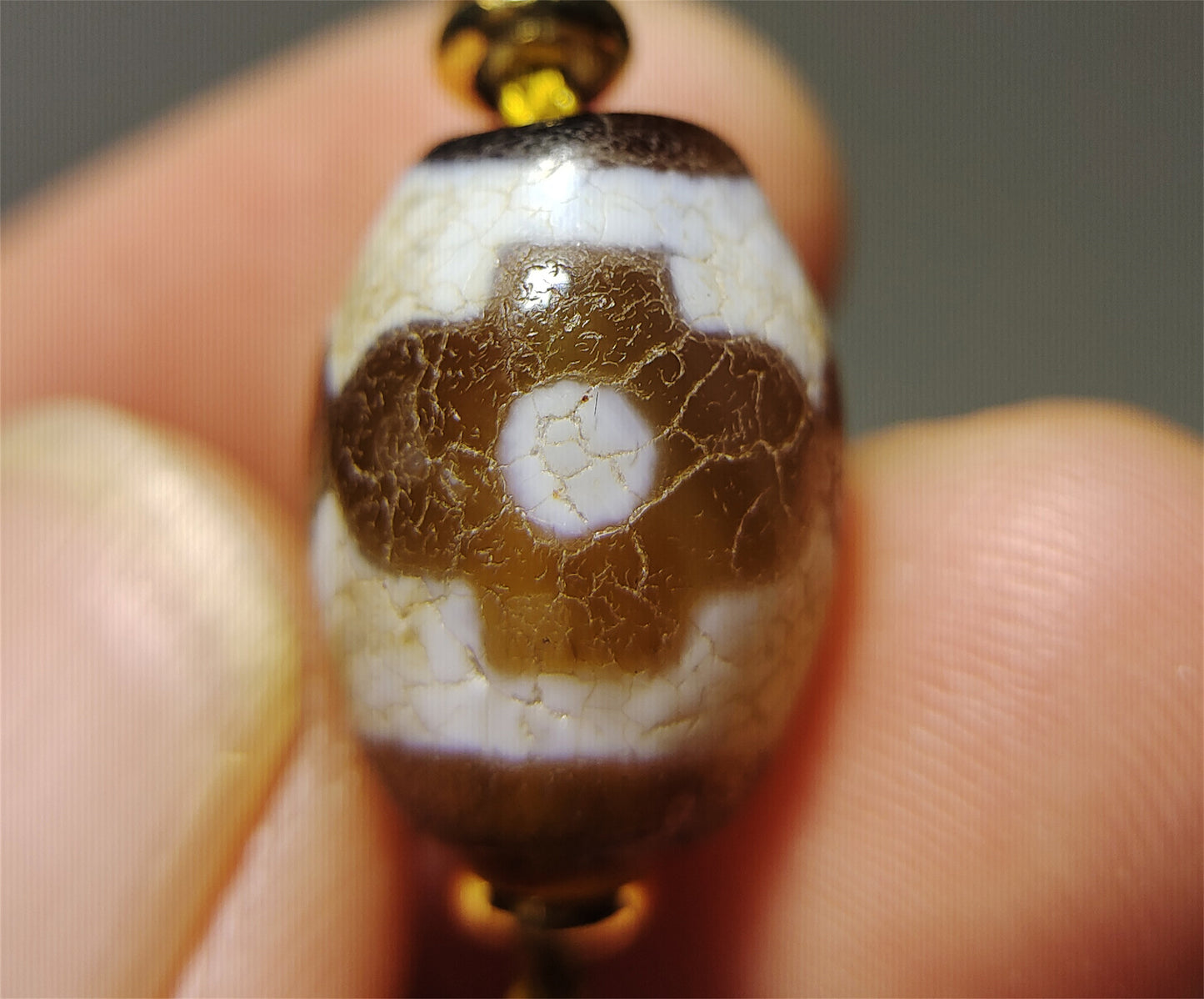 Genuine Tibetan Ancient Three Eyed Dzi Bead Pendant Amulet Himalaya Old Antique Real Agate Nepal 3 Eyes Pure Gzi Talisman Bracelet