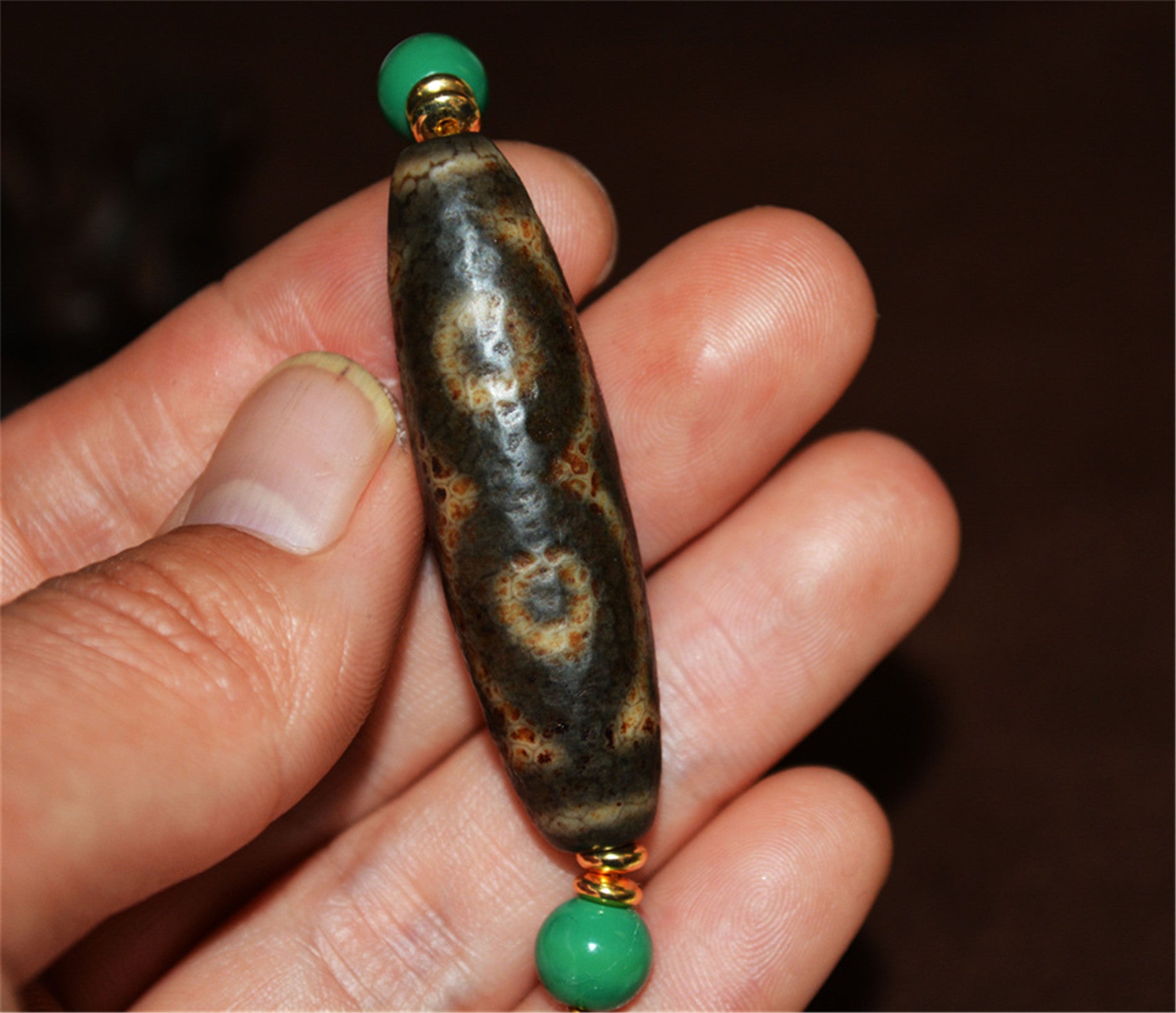 Genuine Tibetan Ancient Three Eyes Dzi Bead Pendant Amulet Himalaya Old Antique Real Agate Nepal 3 Eyed Pure Gzi Talisman Bracelet