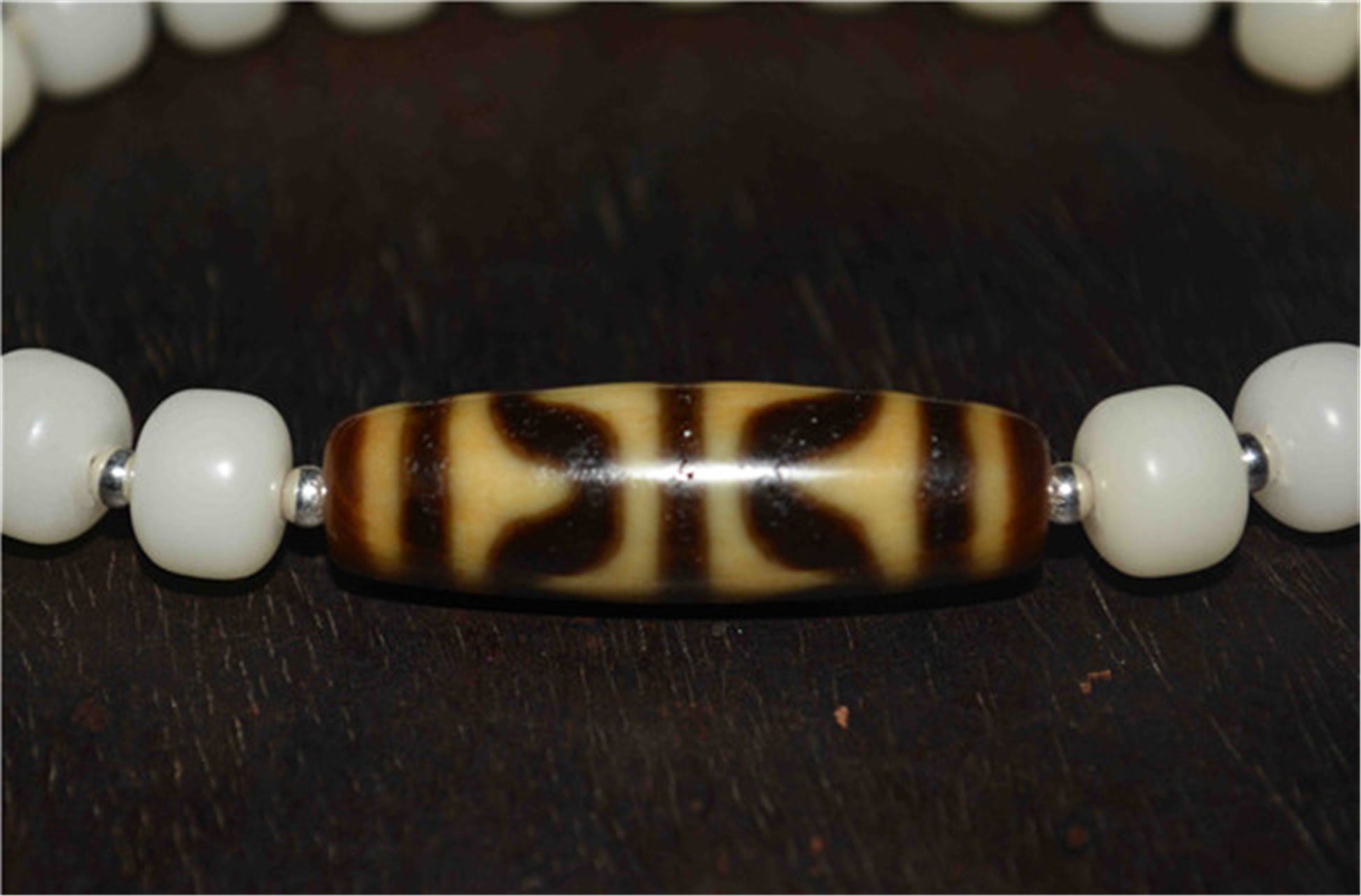 Genuine Tibetan Ancient Tiger Tooth Dzi Bead Bracelet Amulet Himalaya Zigzag Old Antique Real Agate Nepal Water Wave Pure Gzi Talisman