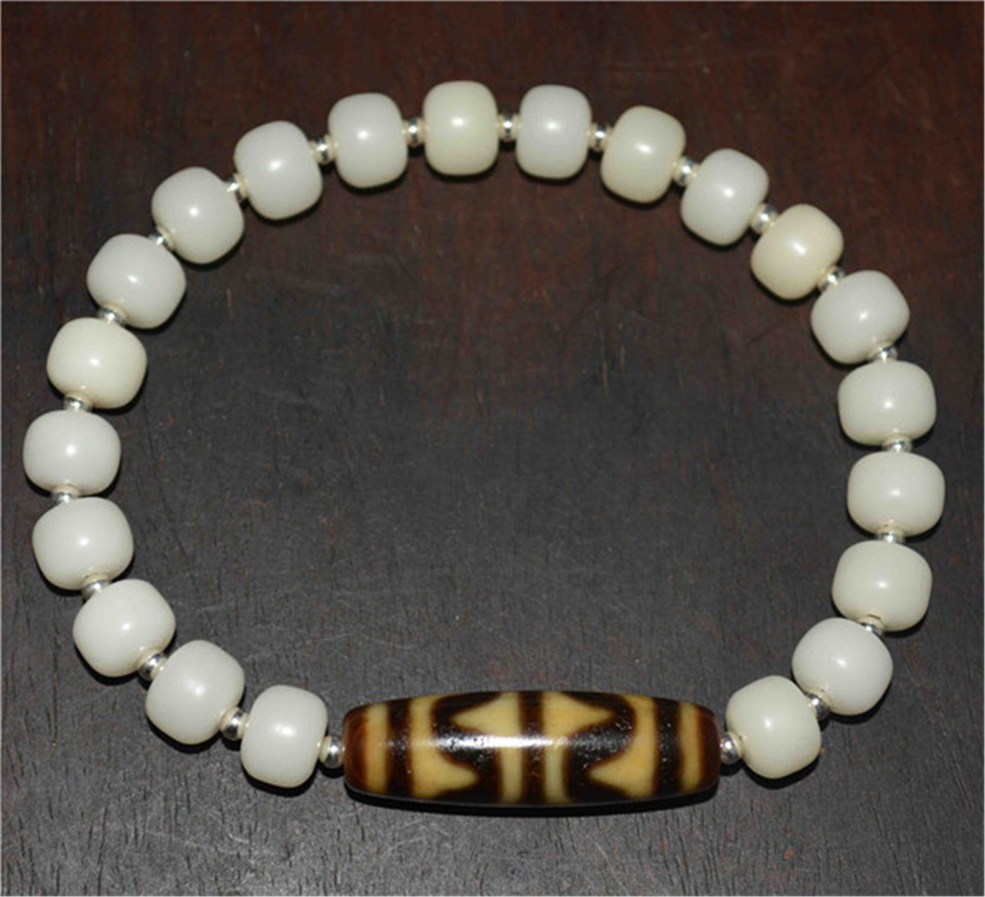 Genuine Tibetan Ancient Tiger Tooth Dzi Bead Bracelet Amulet Himalaya Zigzag Old Antique Real Agate Nepal Water Wave Pure Gzi Talisman