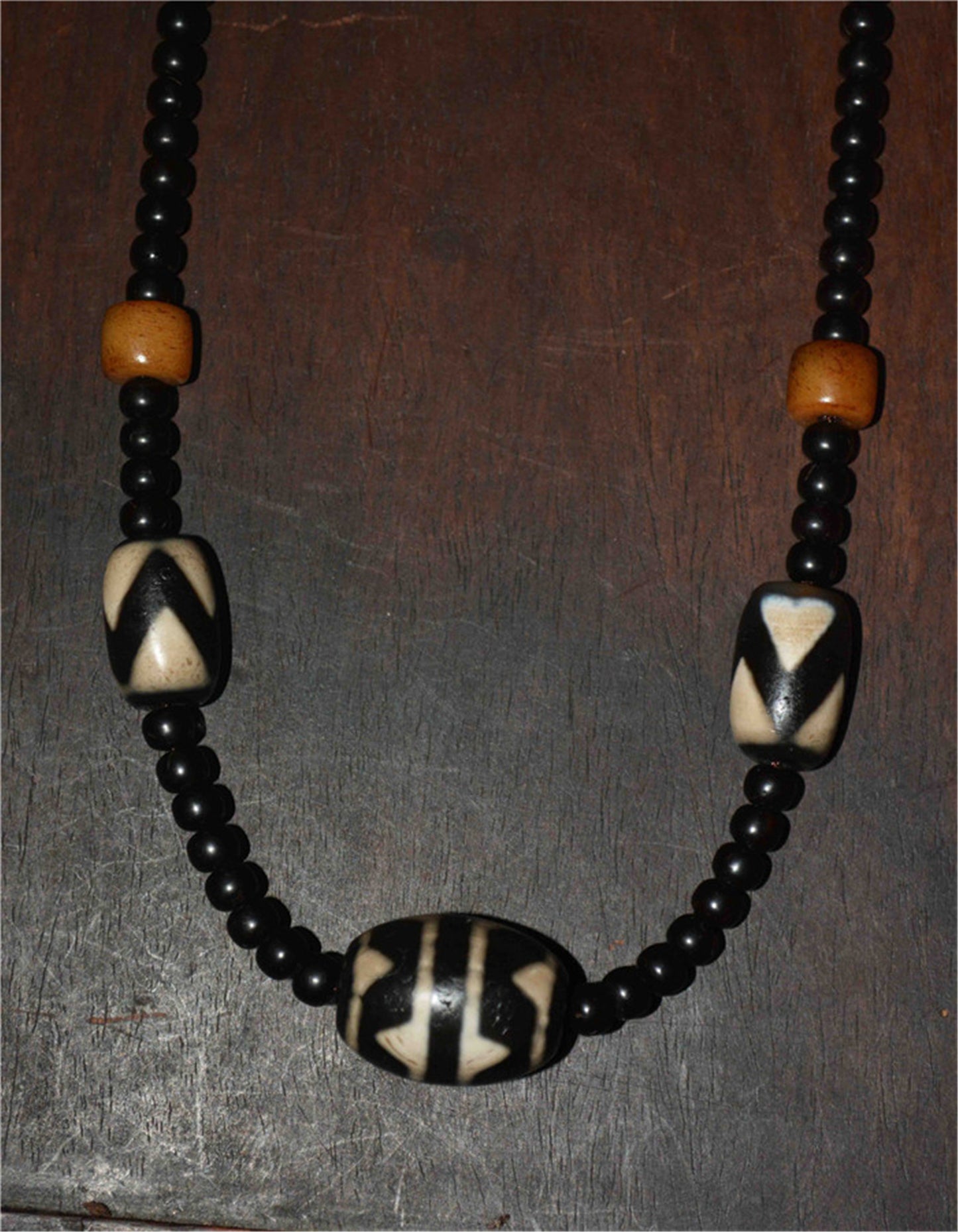 Genuine Tibetan Ancient Tiger Tooth Dzi Bead Necklace Pendant Amulet Himalaya Zigzag Old Antique Real Agate Nepal Water Wave Pure Gzi Talisman