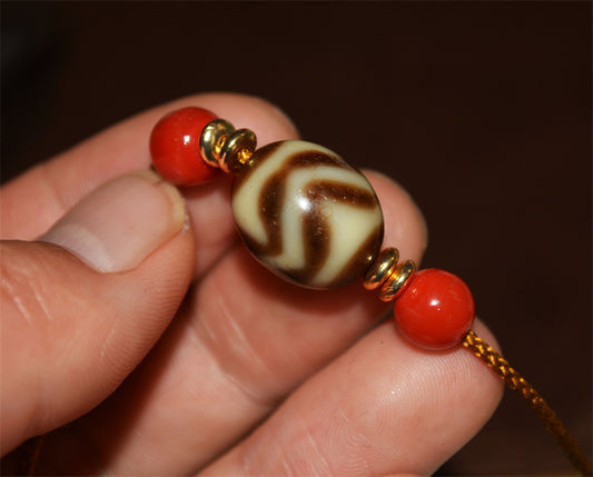 Genuine Ancient Tibetan Tiger Tooth Dzi Bead Pendant Amulet Himalaya Zigzag Old Antique Real Agate Nepal Water Wave Pure Gzi Talisman Bracelet