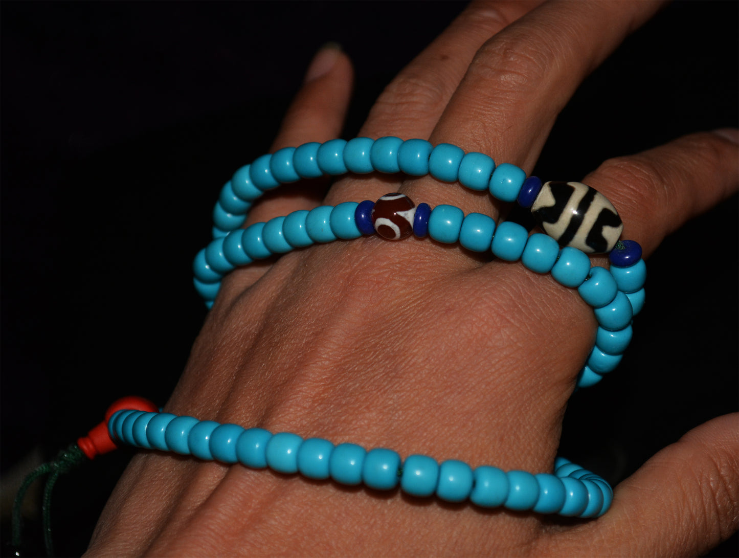 Genuine Tibetan Natural Turquoise Bracelet Dzi Mala Prayer Beads Necklace Real 108 Rosary